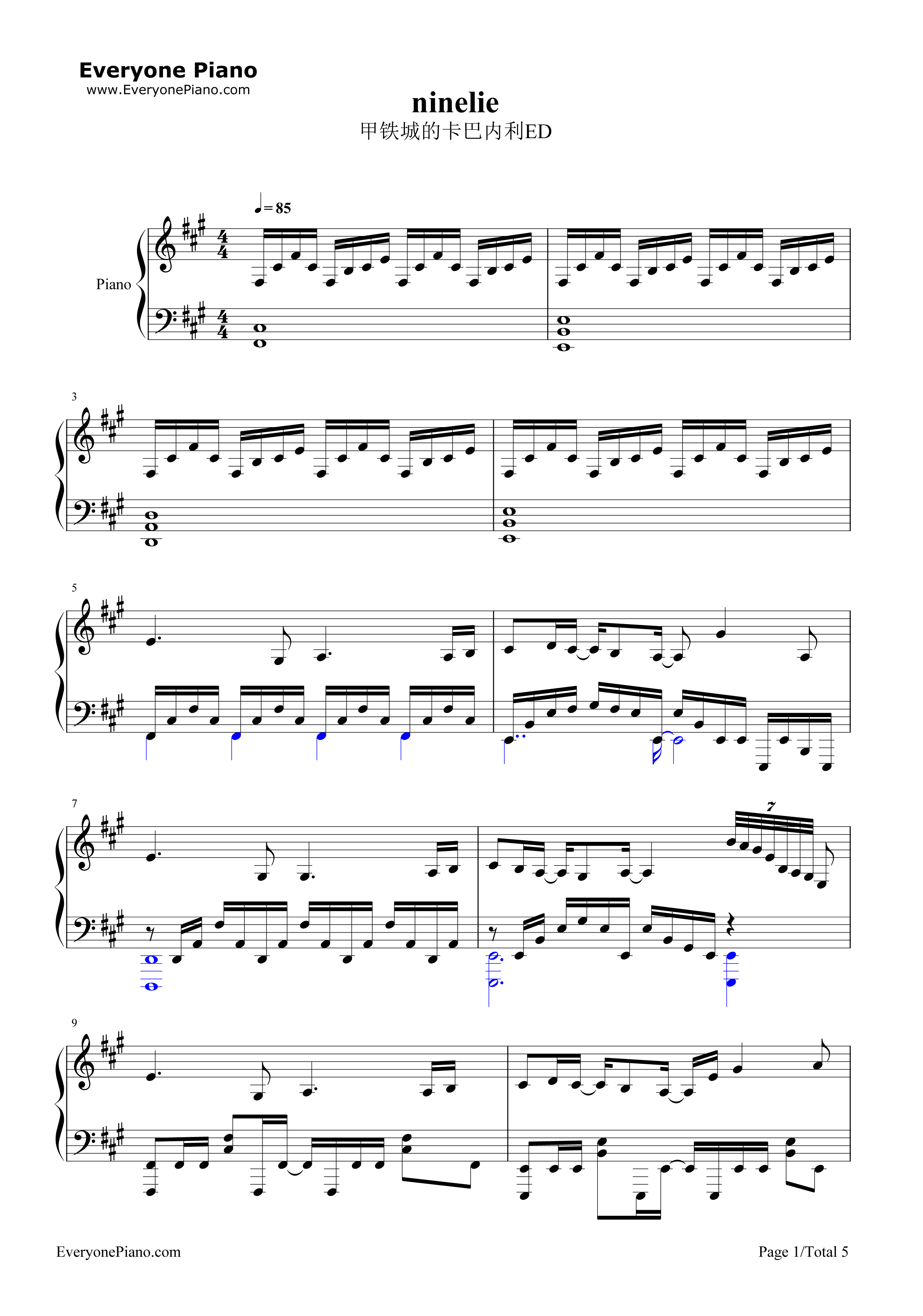 ninelie钢琴谱_Aimer_and_chelly