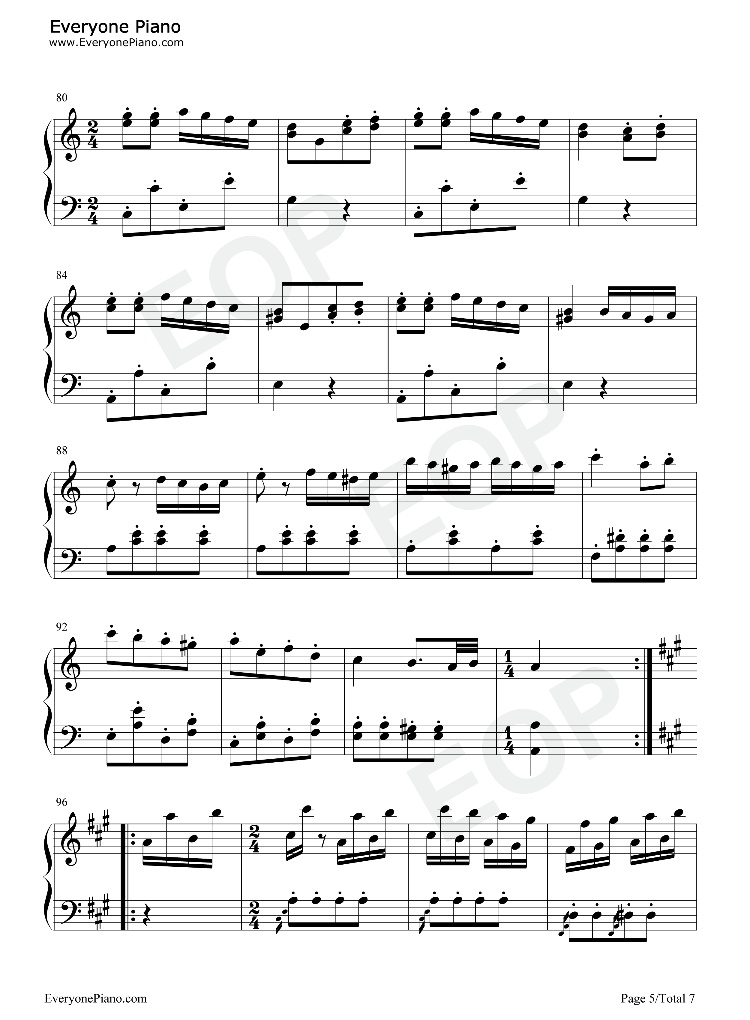 土耳其进行曲钢琴谱_莫扎特__Mozart