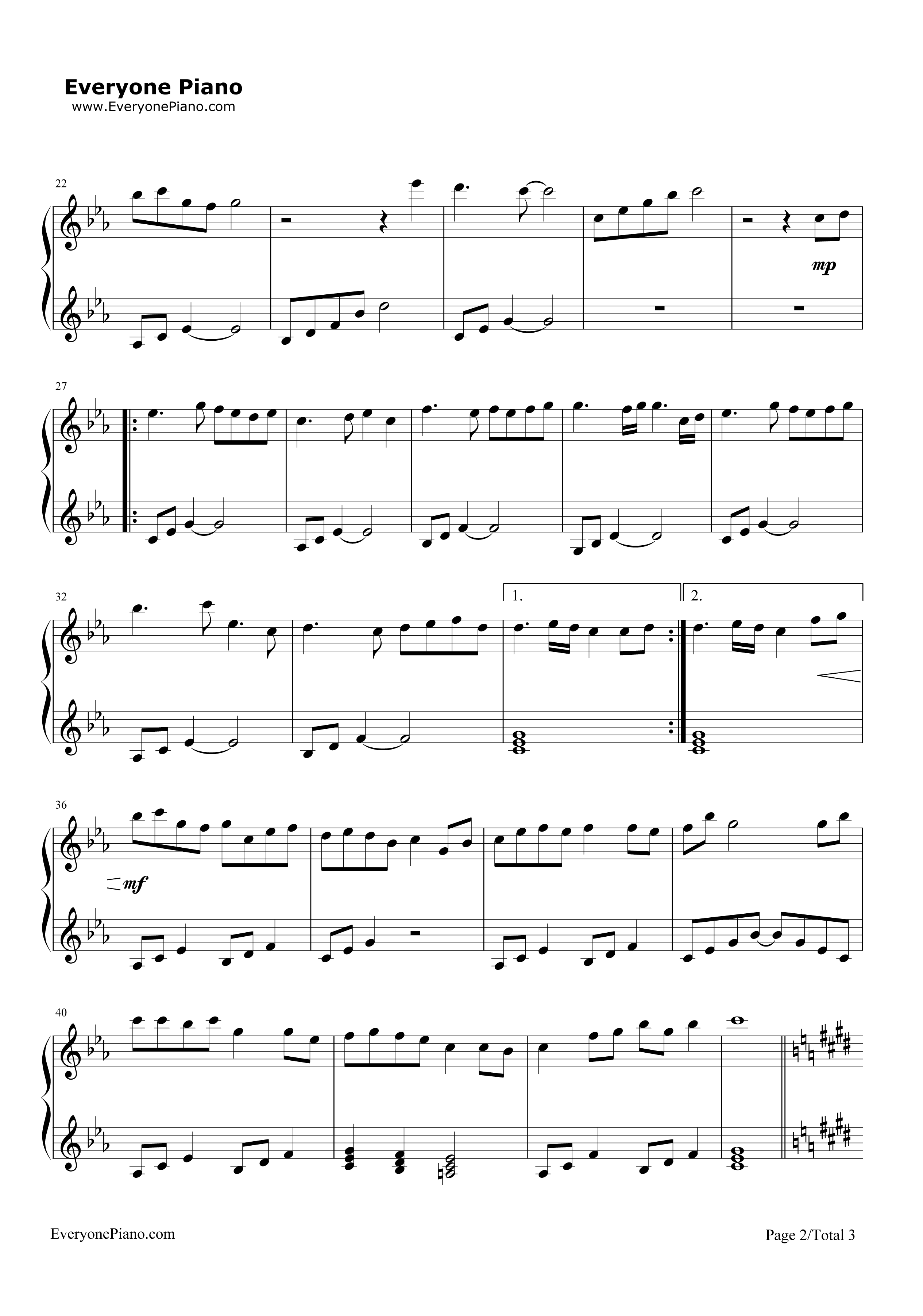 云流れ钢琴谱_东方Project