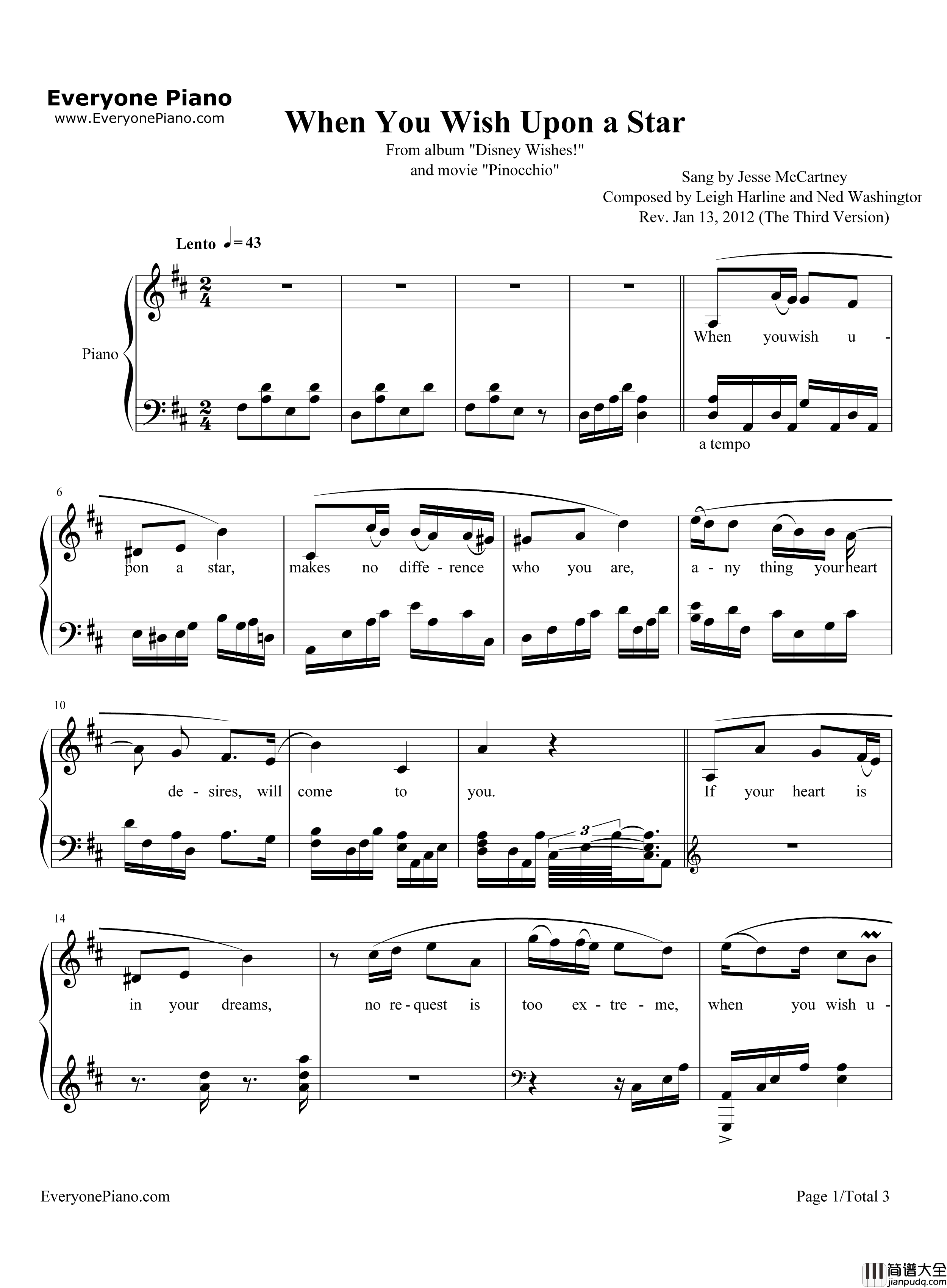 When_You_Wish_upon_a_Star钢琴谱_Leigh_Harline_&_Ned_Washington