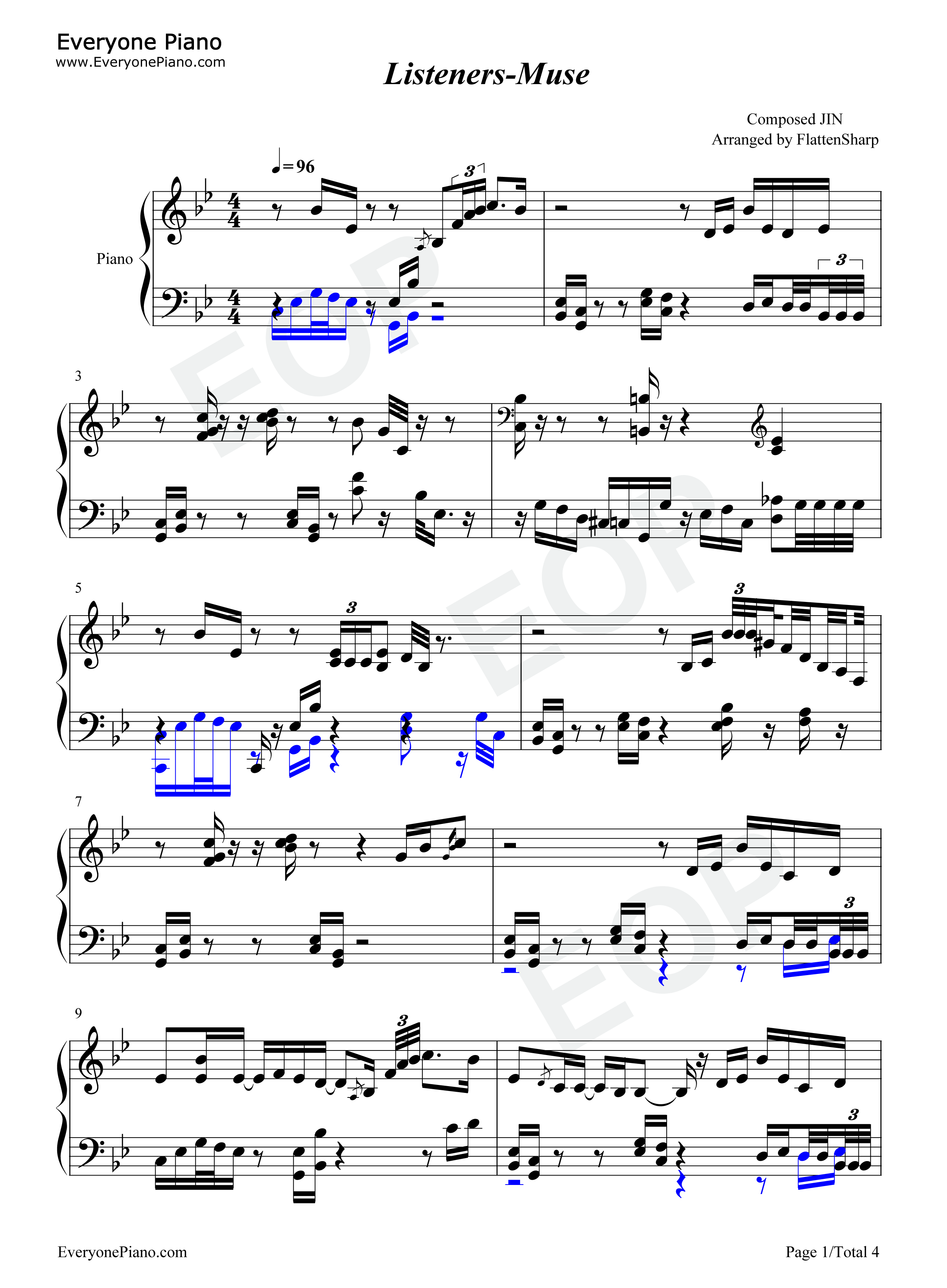 Muse钢琴谱_高桥,李依