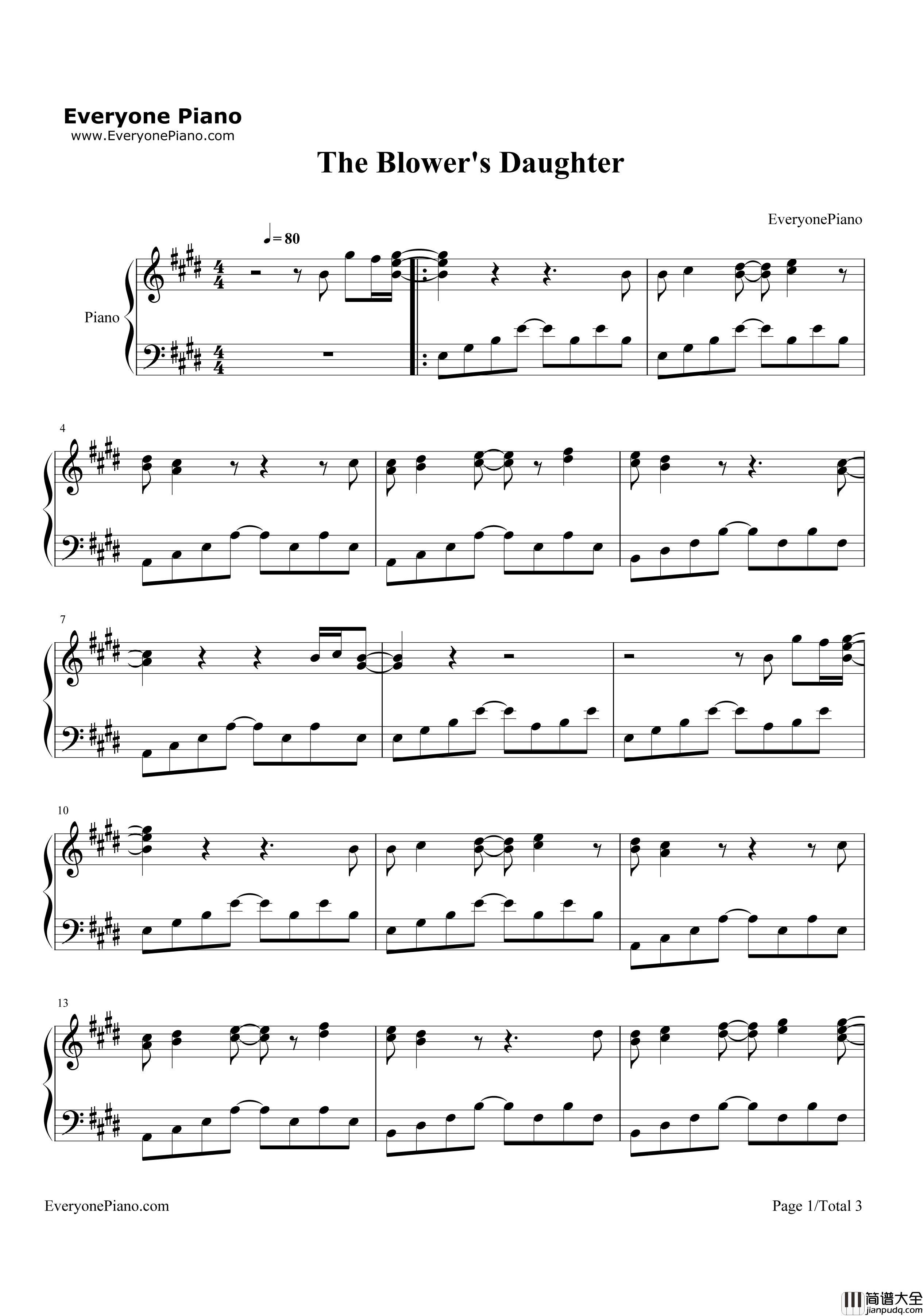 The_Blower's_Daughter钢琴谱_Damien_Rice