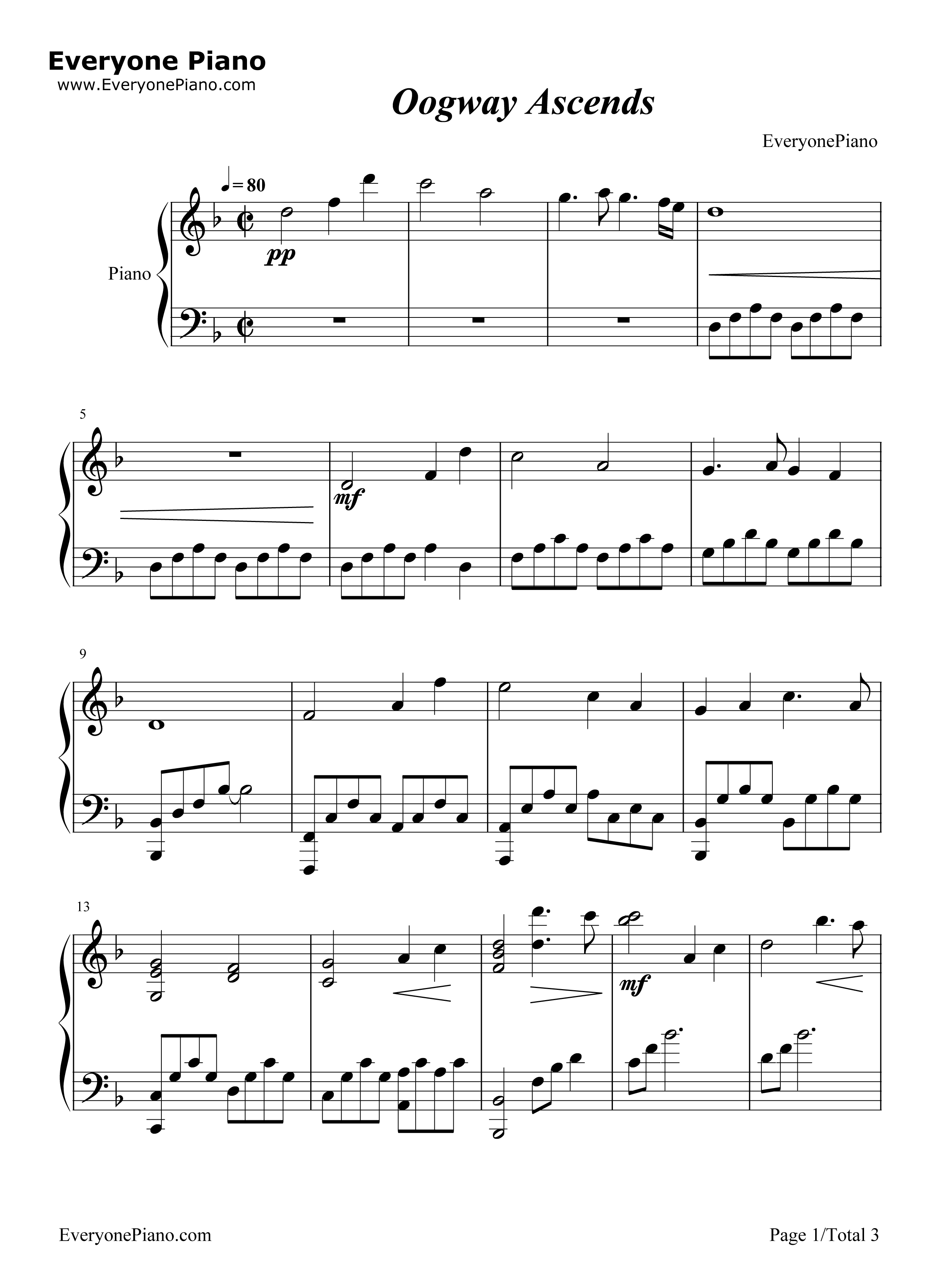 Oogway_Ascends钢琴谱_Hans_Zimmer