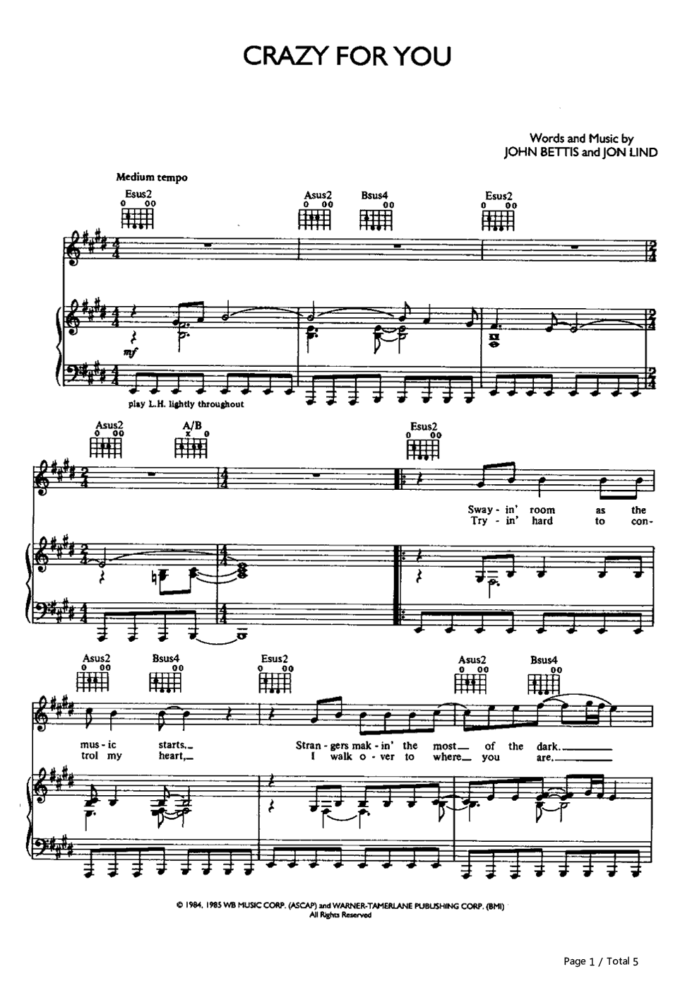 Crazy_for_You钢琴谱_Madonna