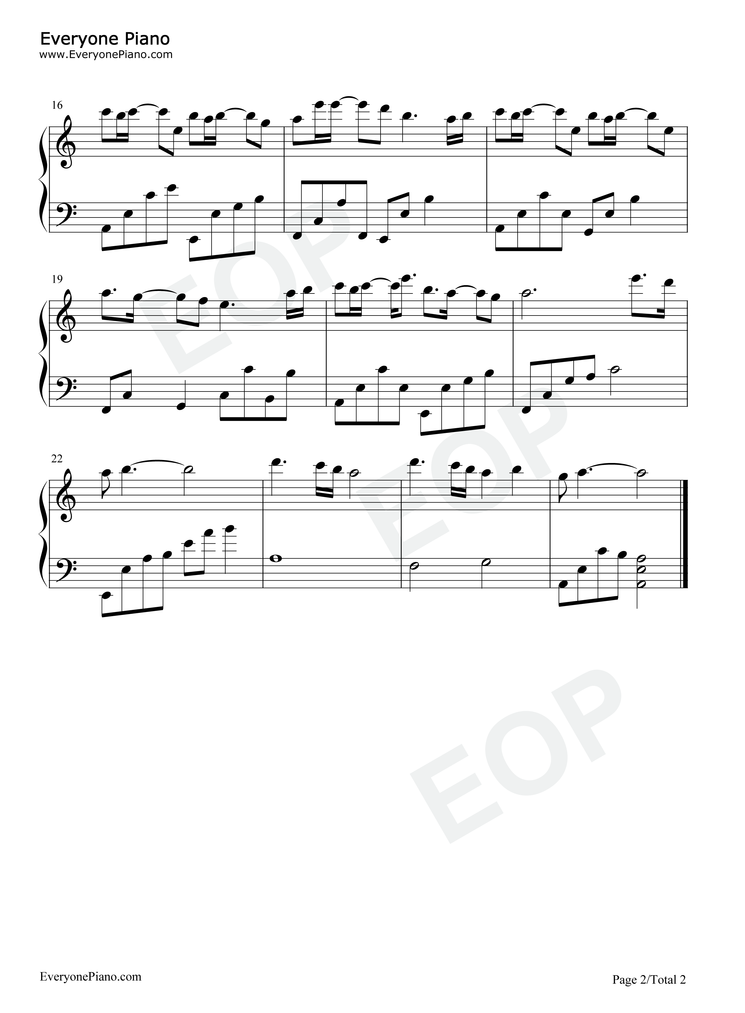 一生一次心一动钢琴谱_张靓颖