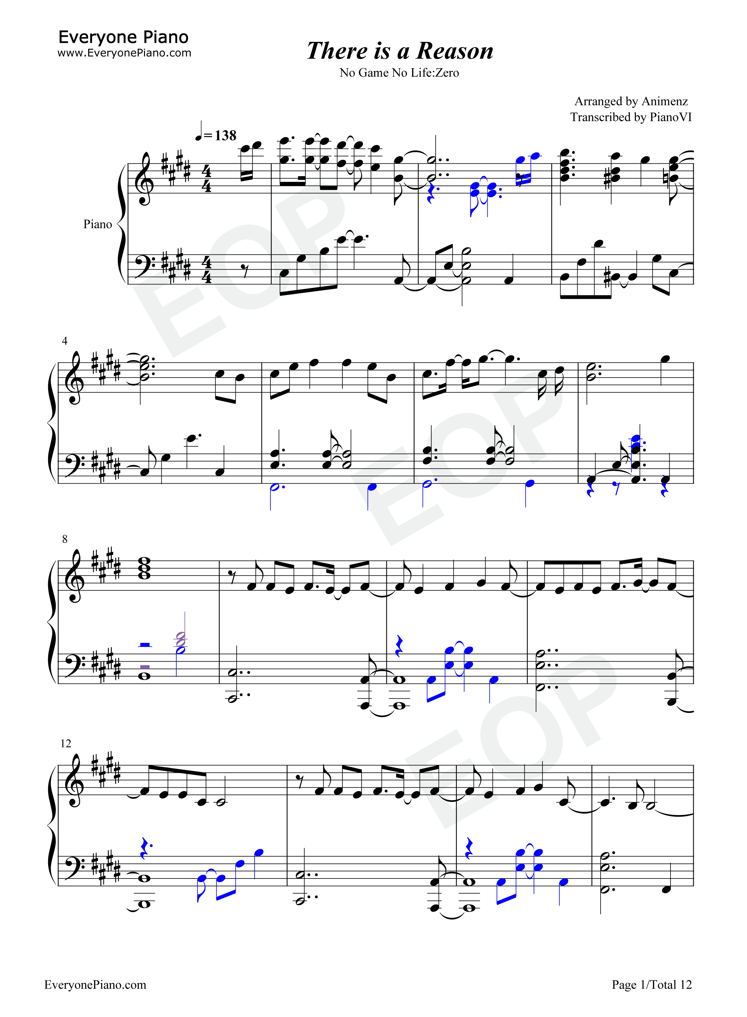 There_is_a_Reason钢琴谱_铃木木乃美