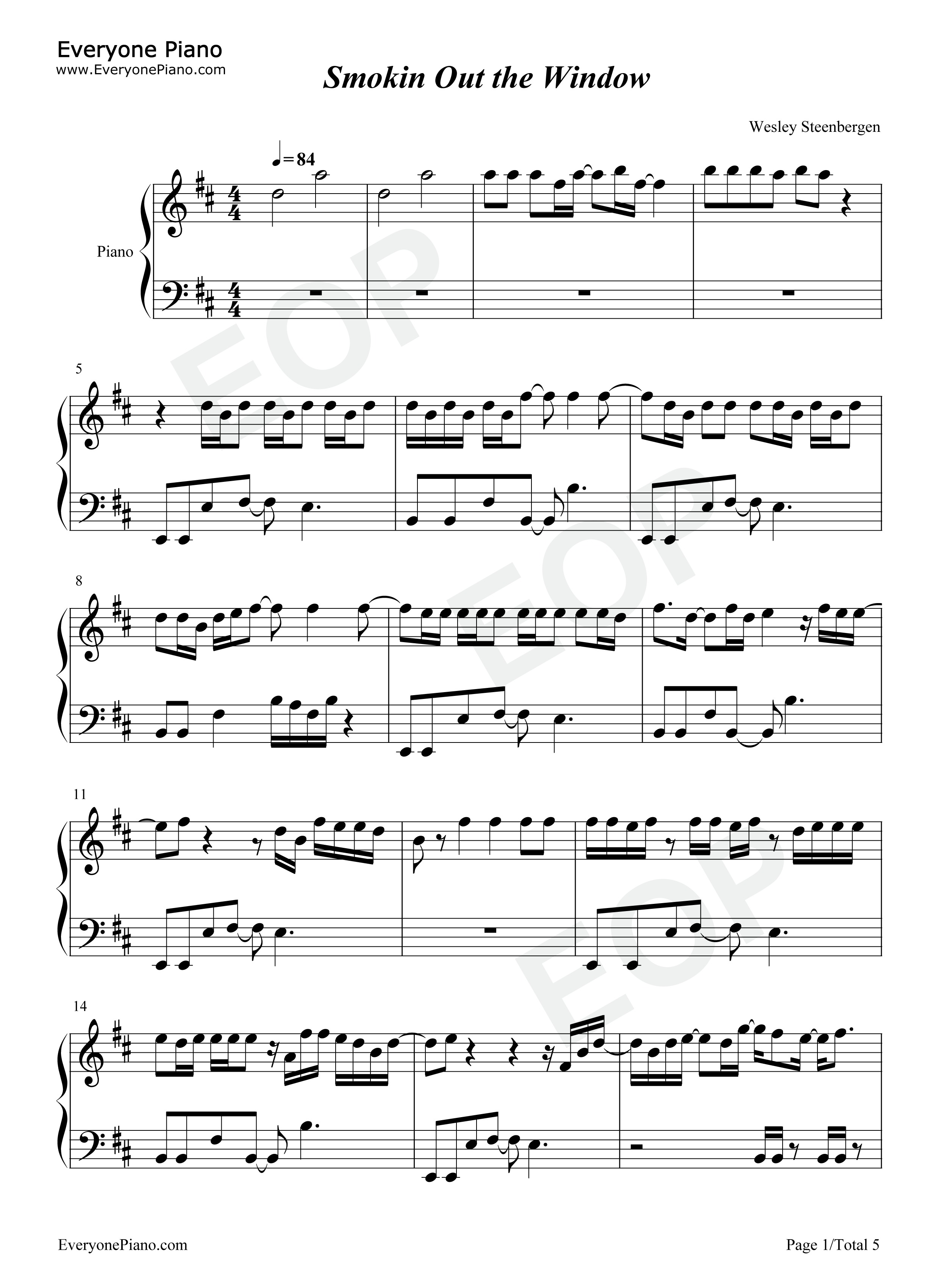 Smokin_Out_the_Window钢琴谱_Silk_Sonic_Bruno_Mars_Anderson_.Paak