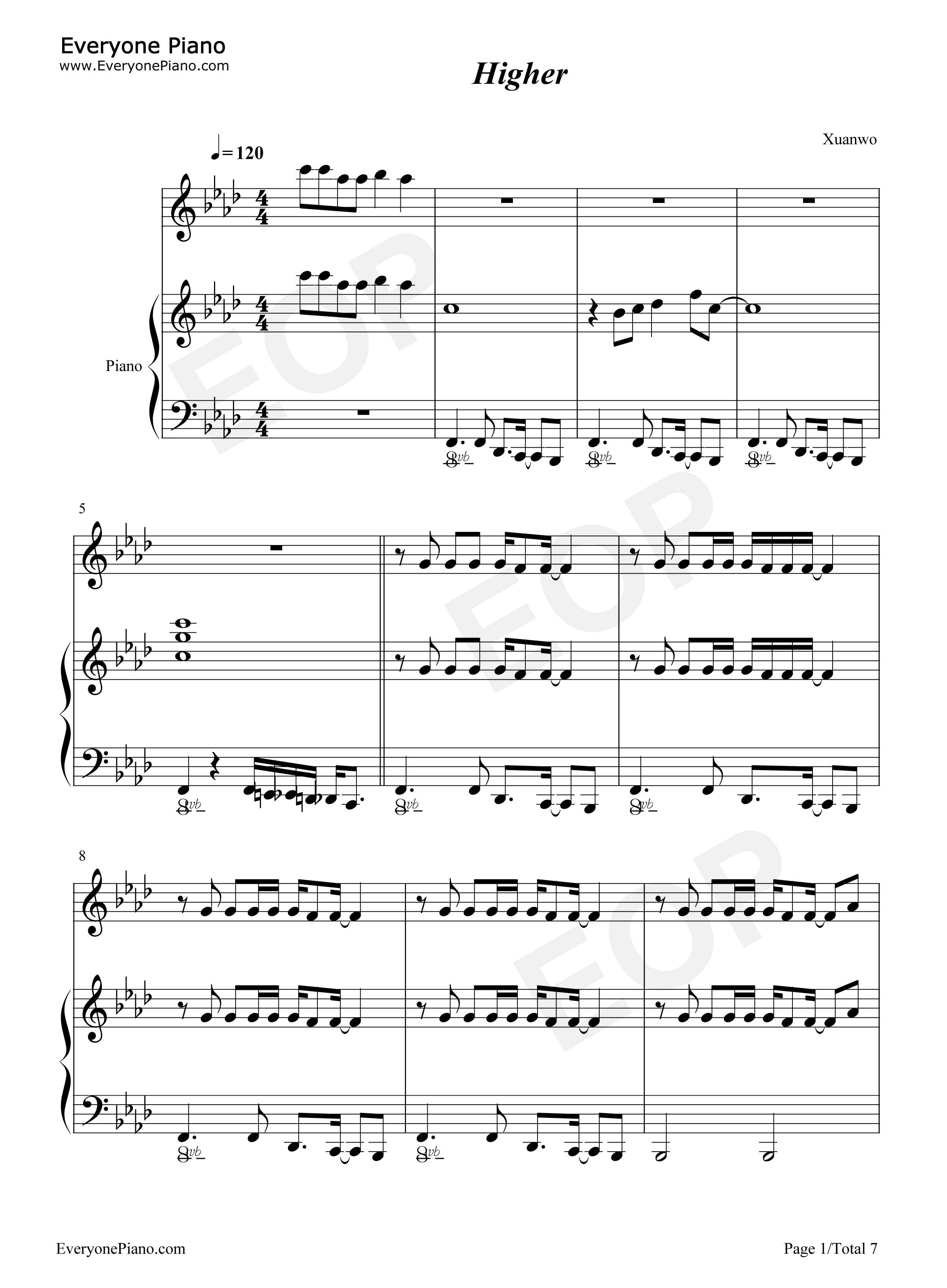 Higher钢琴谱_Shawn_Mendes