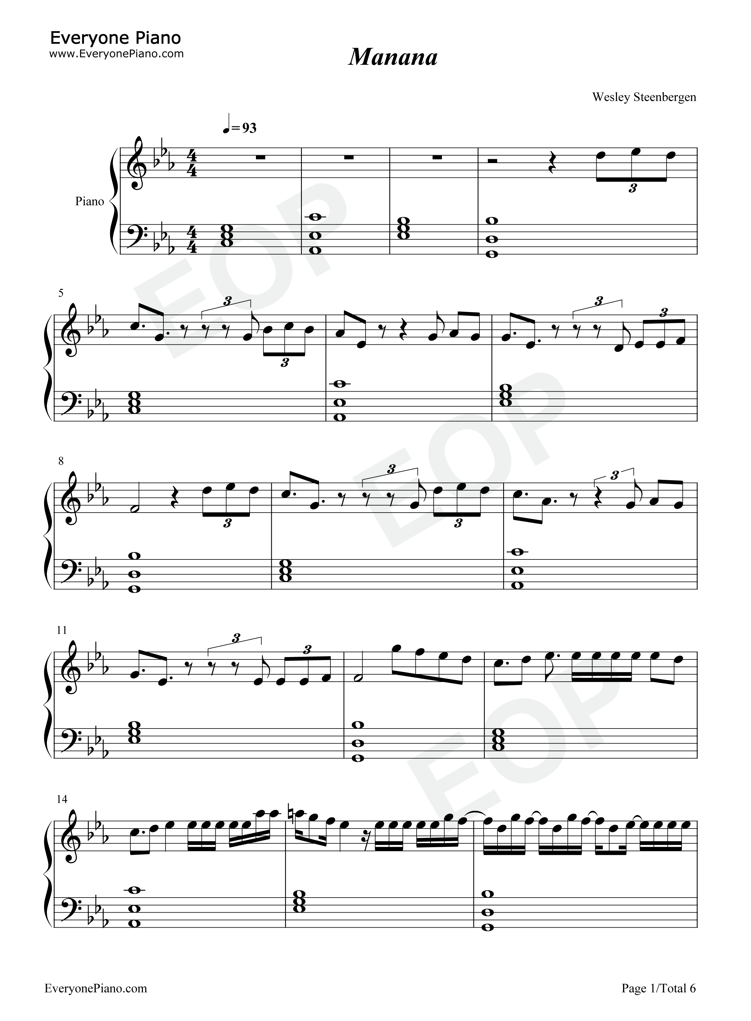 Manana钢琴谱_Alvaro_Soler_Cali_y_El_Dandee