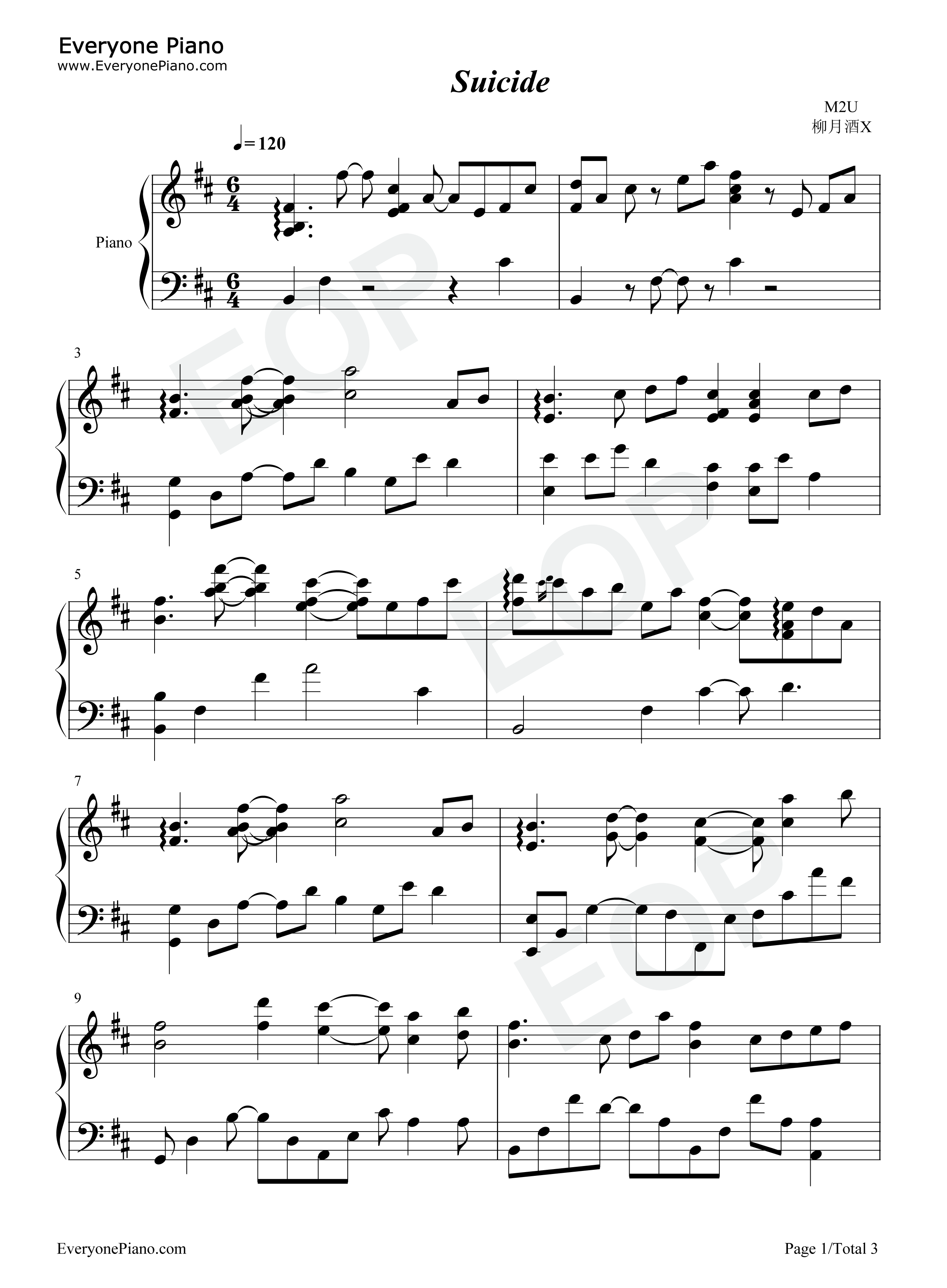 Suicide钢琴谱_M2U