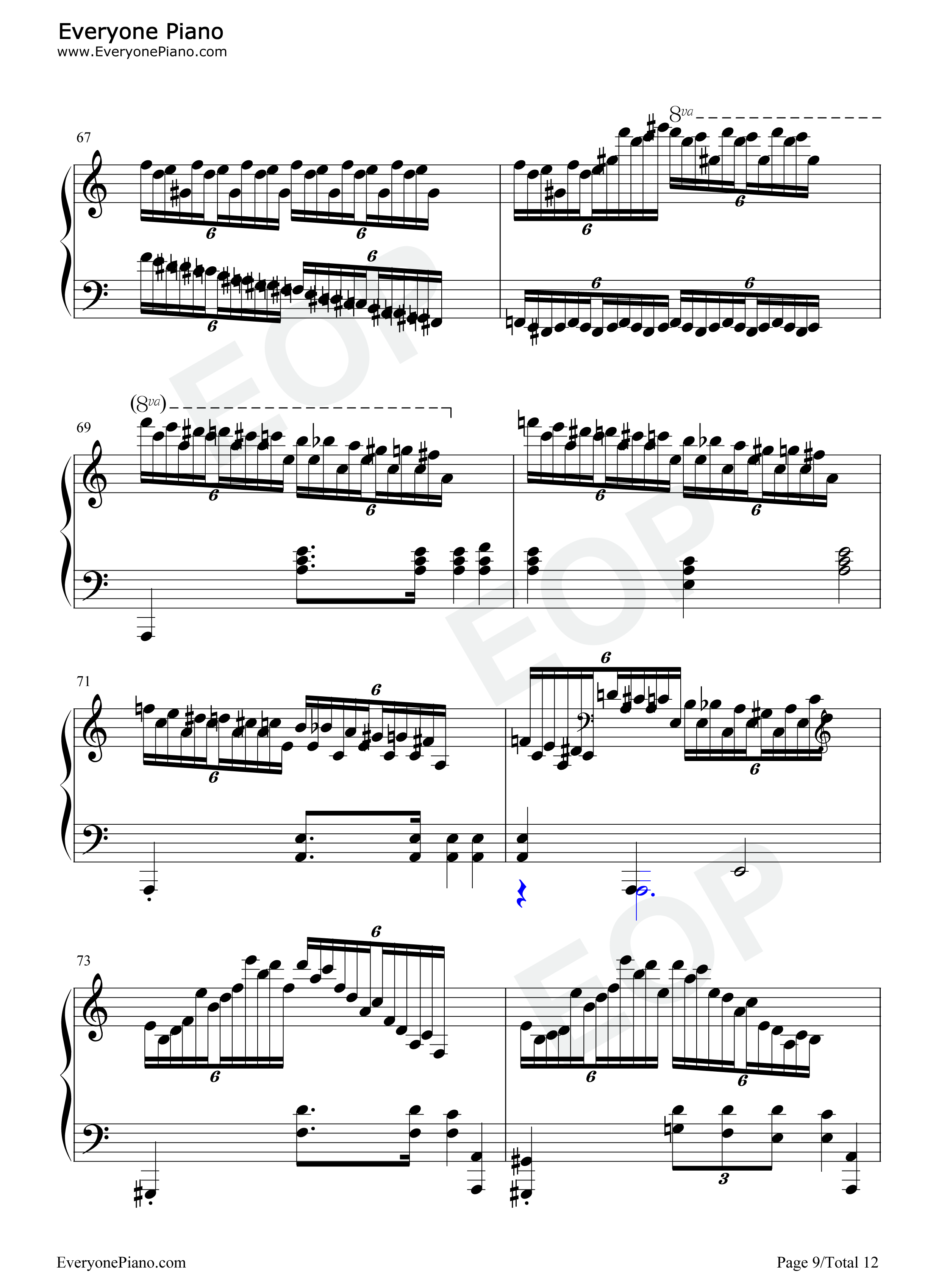 冬风练习曲钢琴谱_肖邦