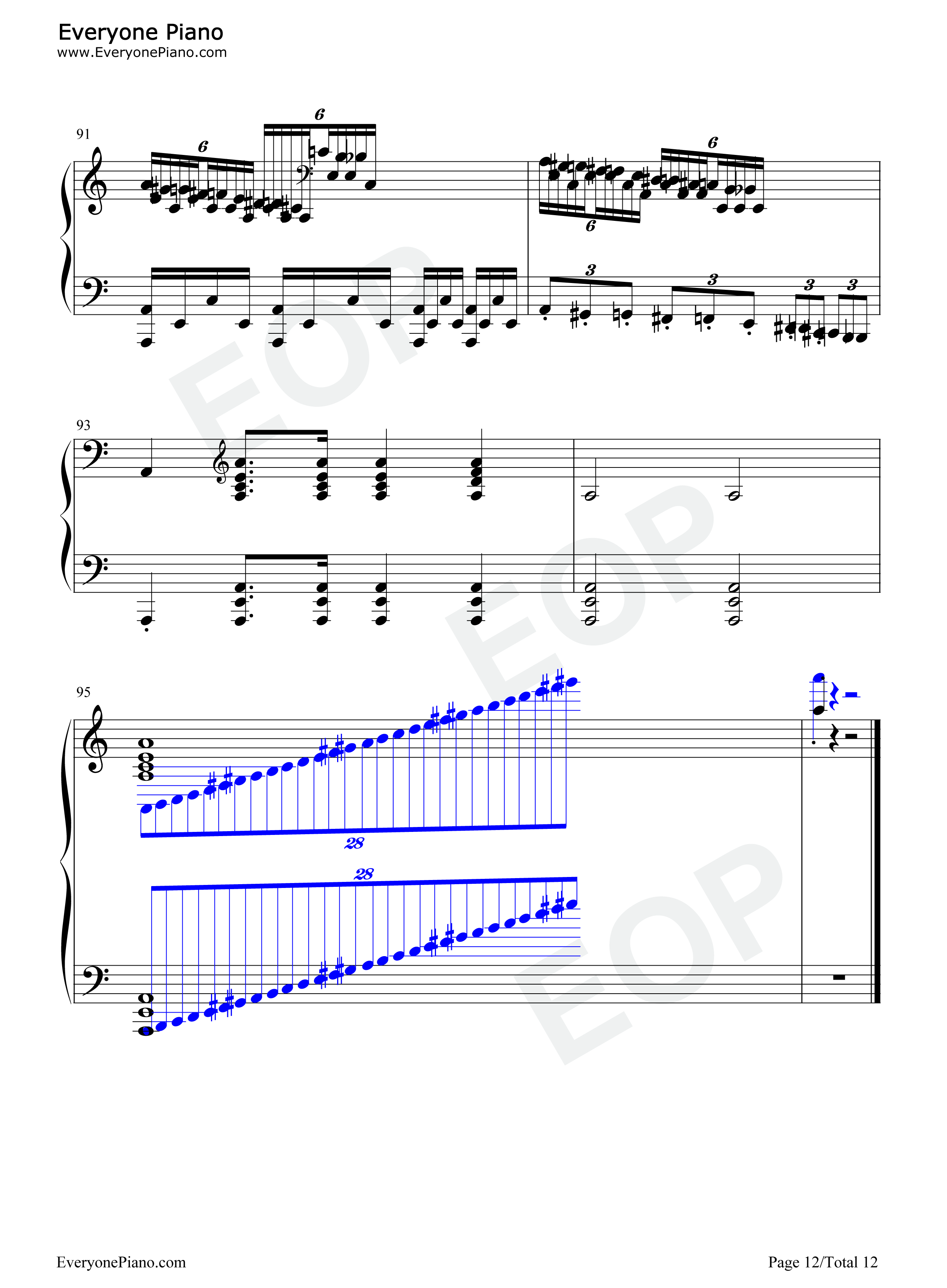 冬风练习曲钢琴谱_肖邦