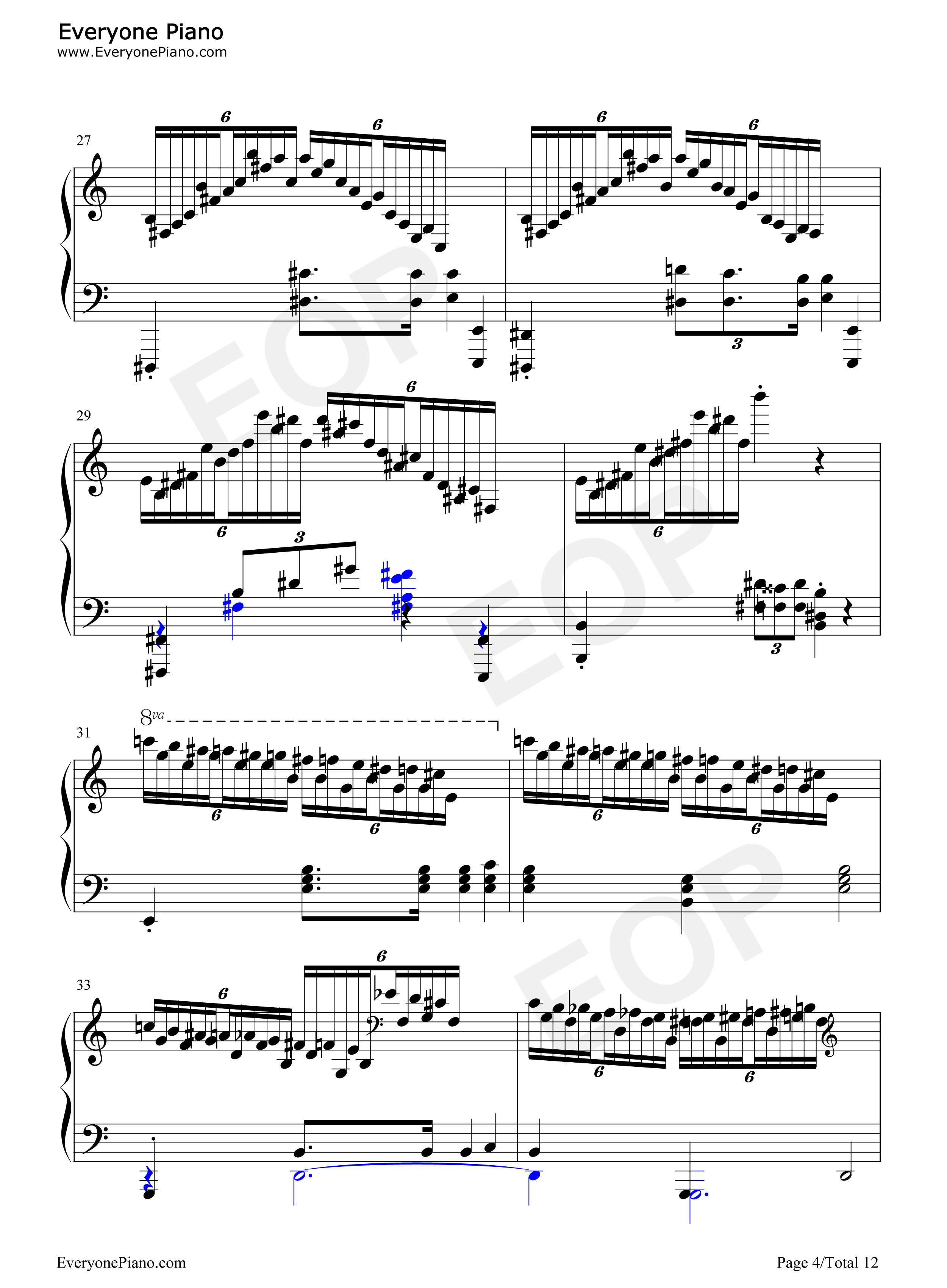 冬风练习曲钢琴谱_肖邦