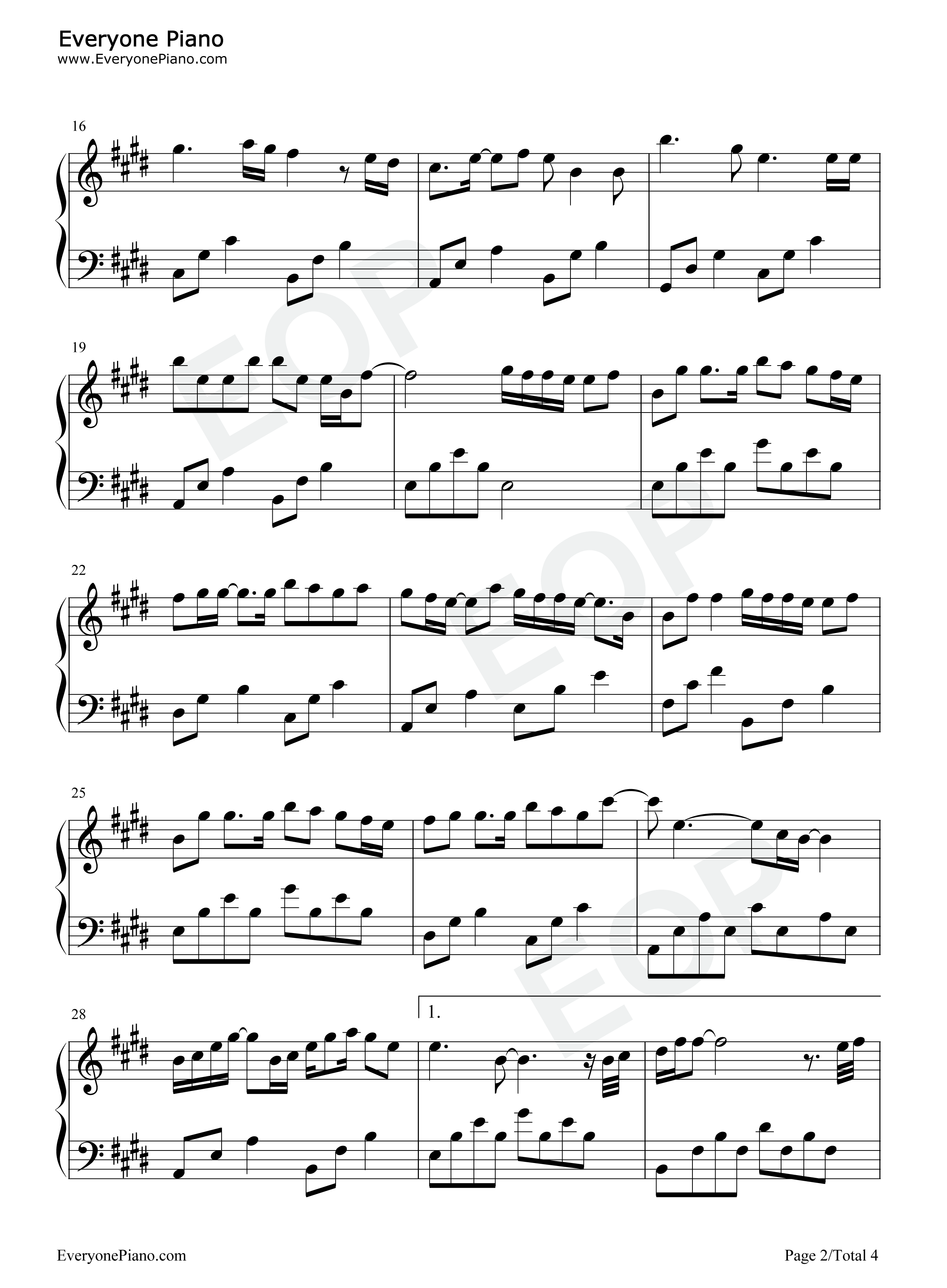 爱你不是两三天钢琴谱_梁静茹