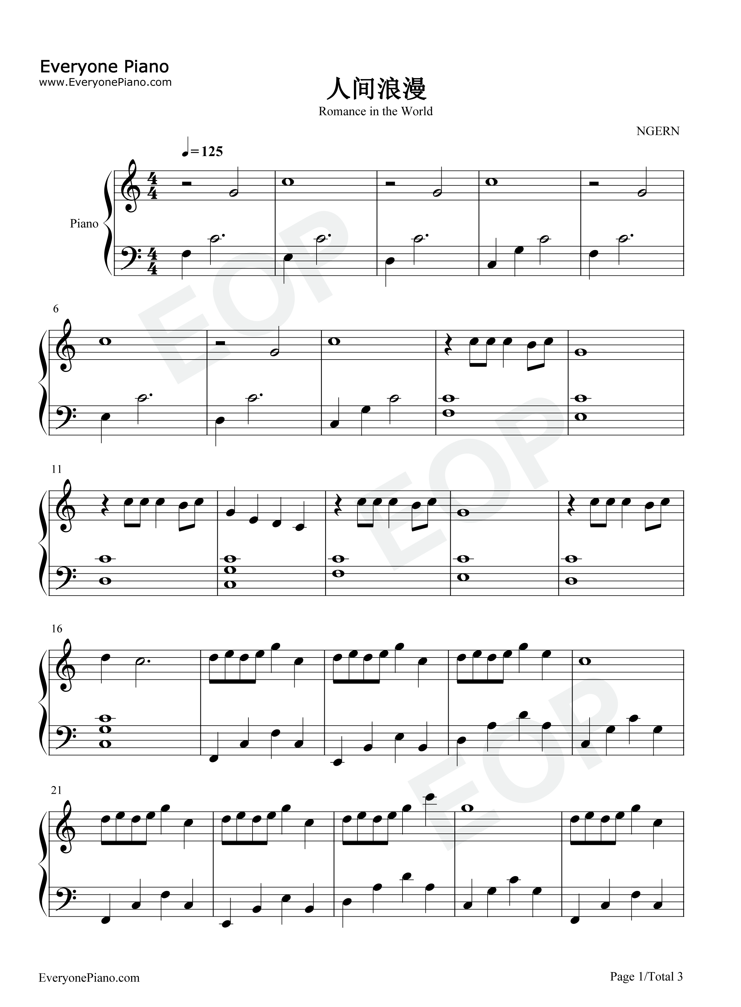 人间浪漫钢琴谱_Hea2t