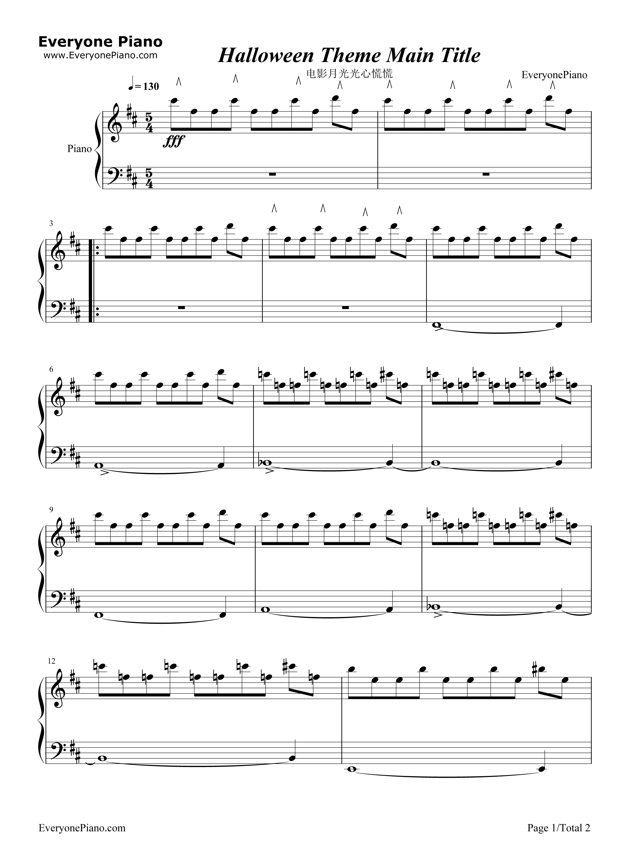 Halloween_Theme_Main_Title钢琴谱_John_Carpenter