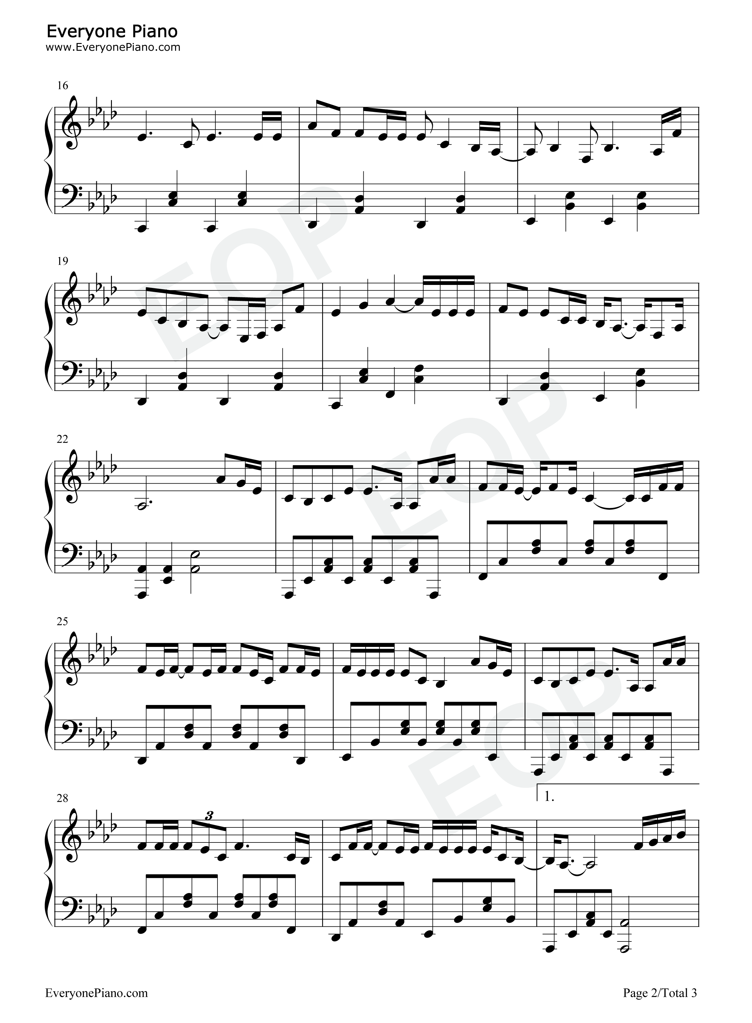 当爱在靠近钢琴谱_刘若英