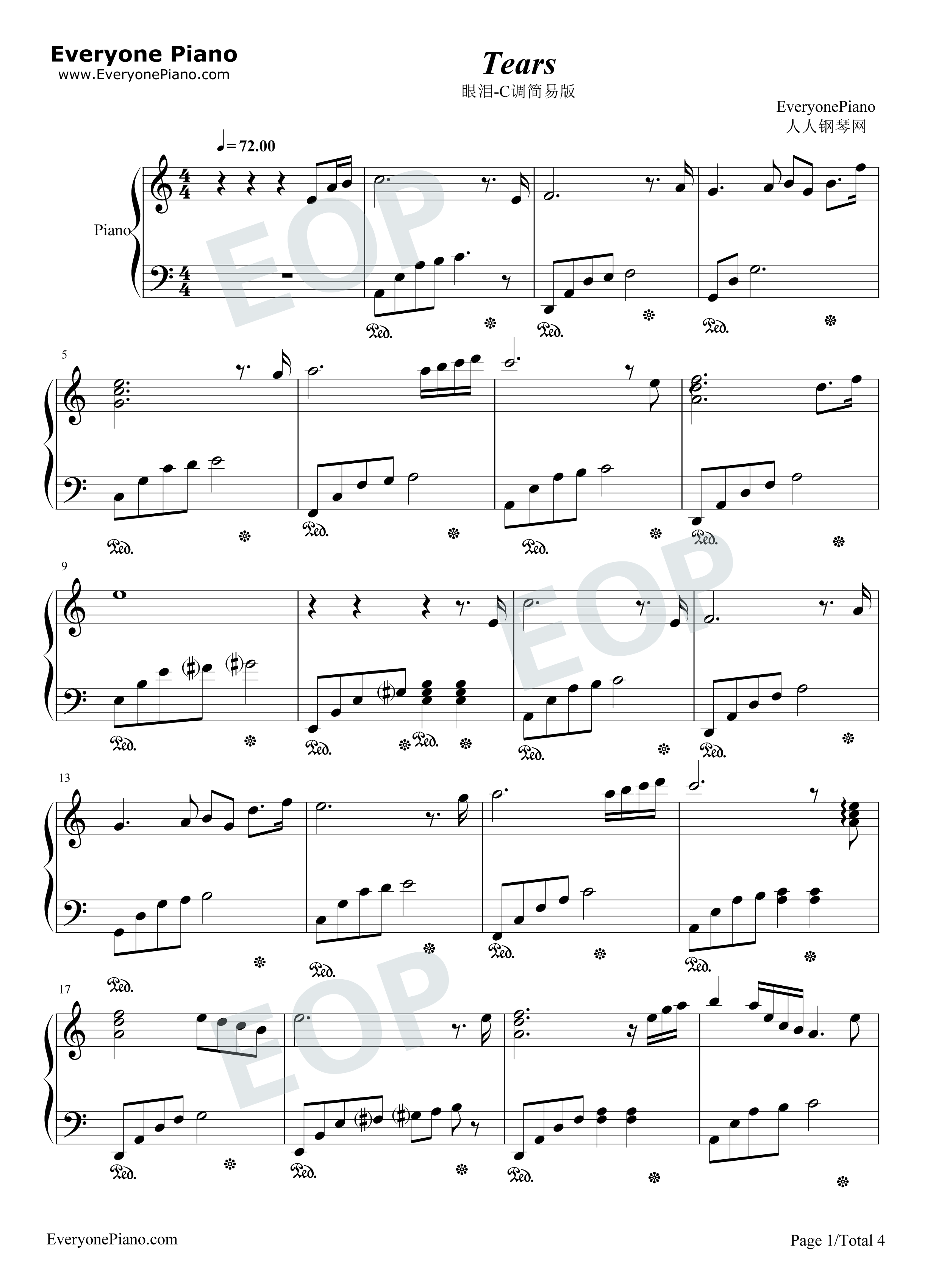 Tears钢琴谱_The_Daydream