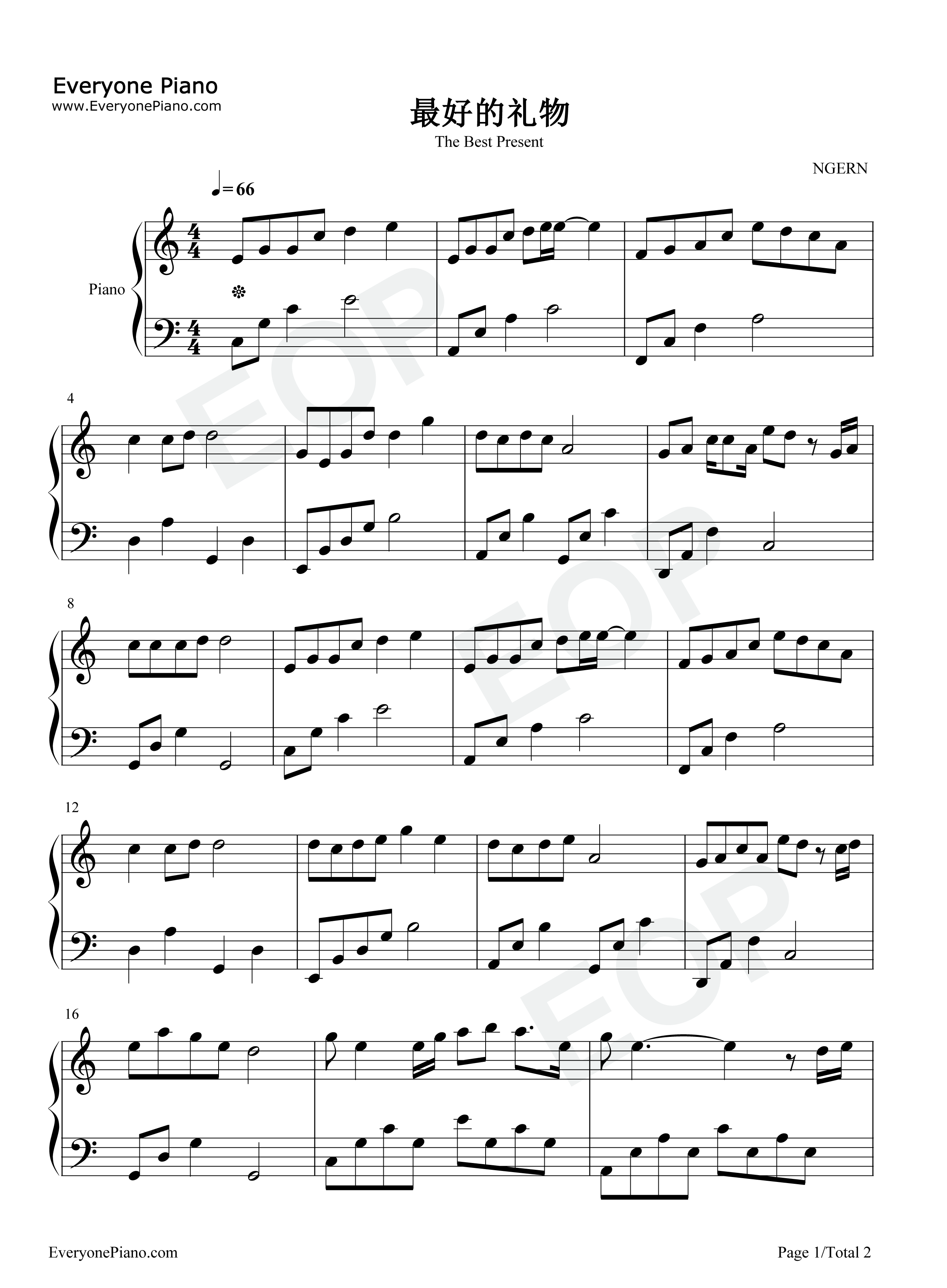 最好的礼物钢琴谱_周深