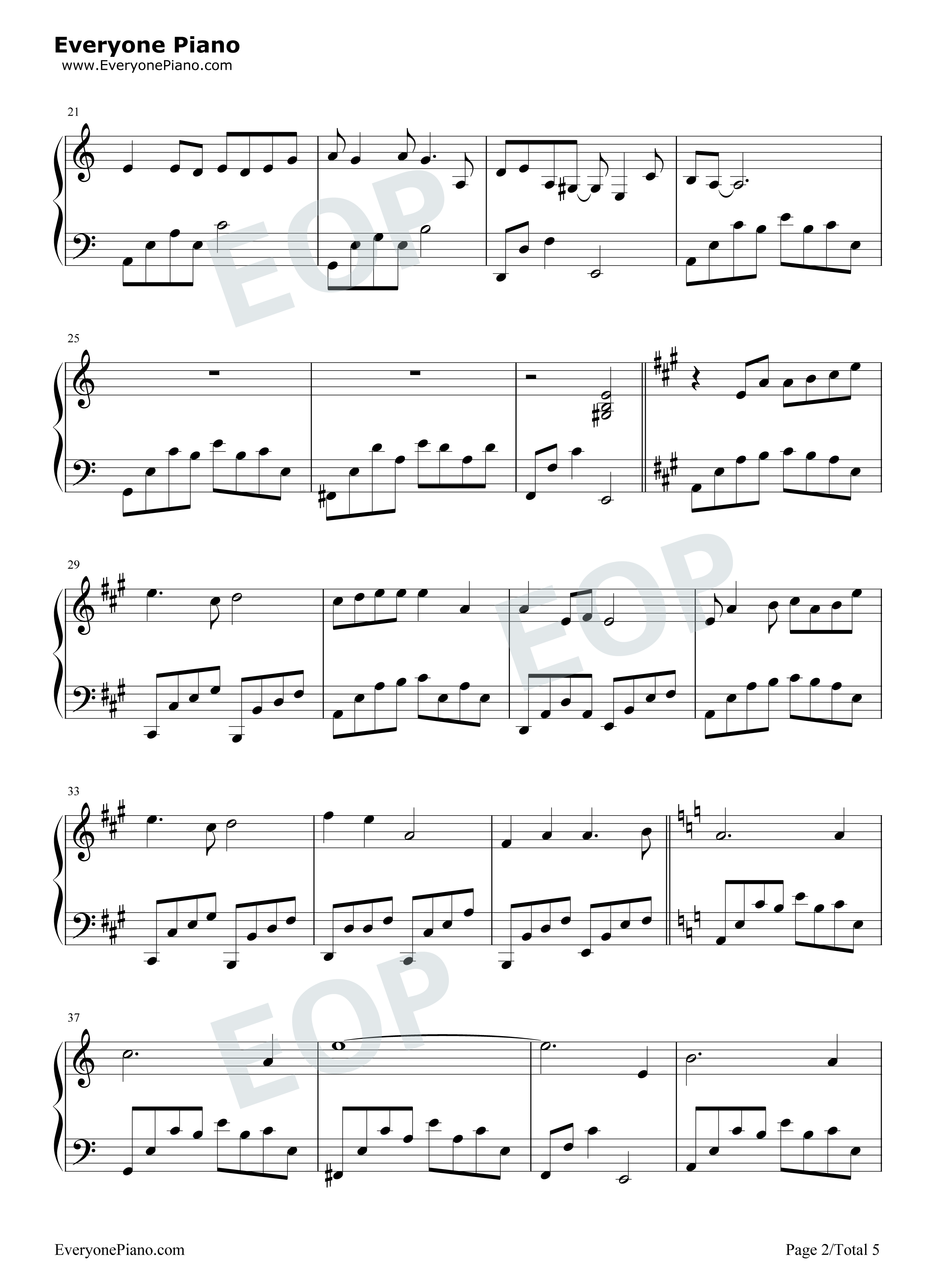 一纸情书钢琴谱_毛不易_岳云鹏