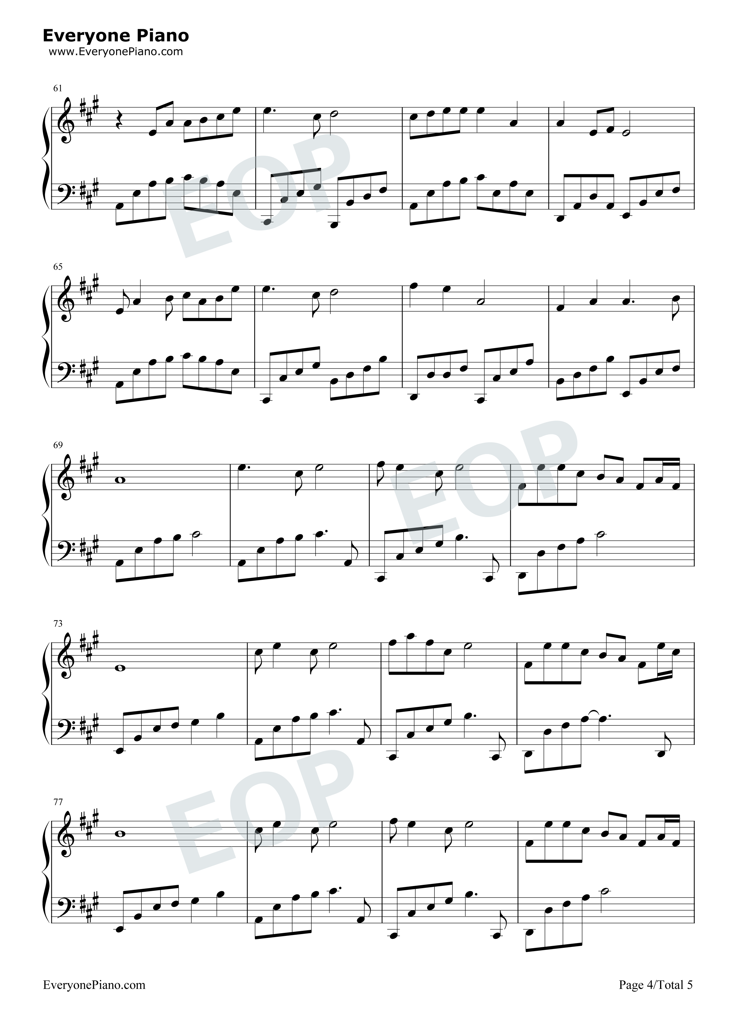 一纸情书钢琴谱_毛不易_岳云鹏