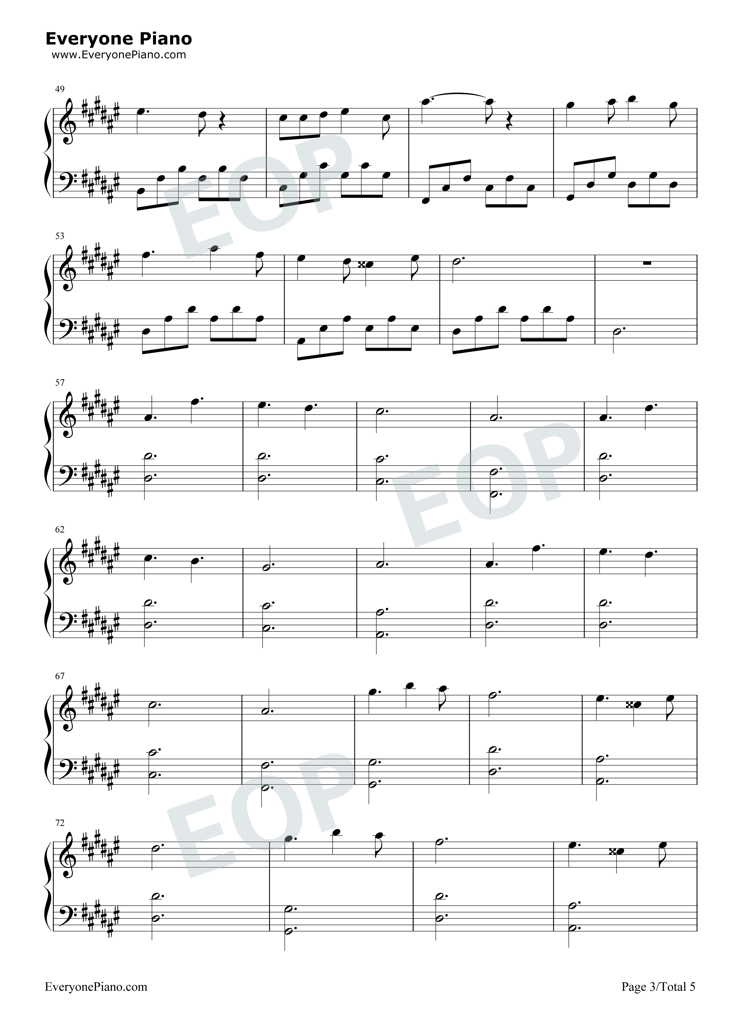 只要平凡钢琴谱_张杰_张碧晨