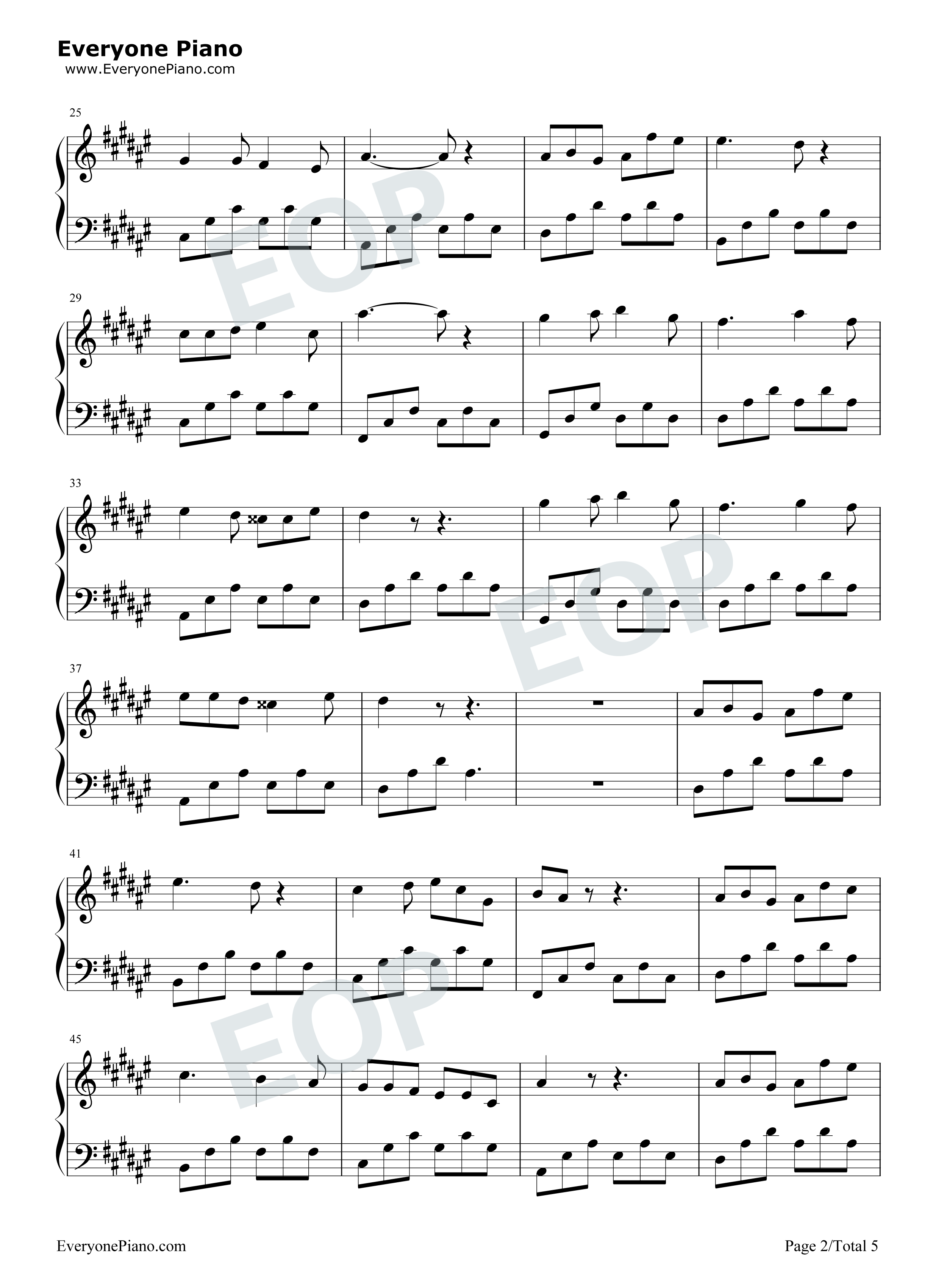 只要平凡钢琴谱_张杰_张碧晨