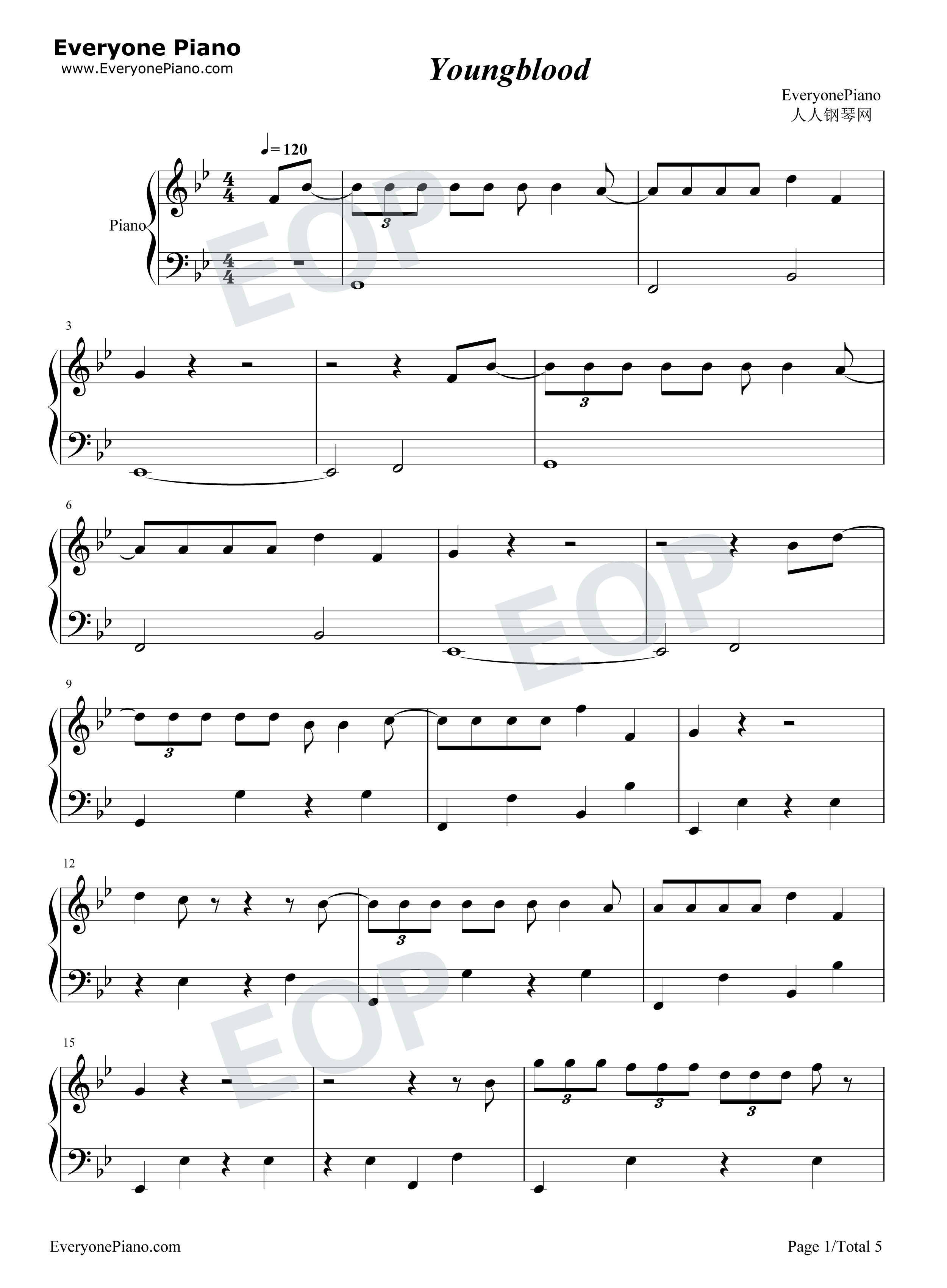 Youngblood钢琴谱_5_Seconds_of_Summer