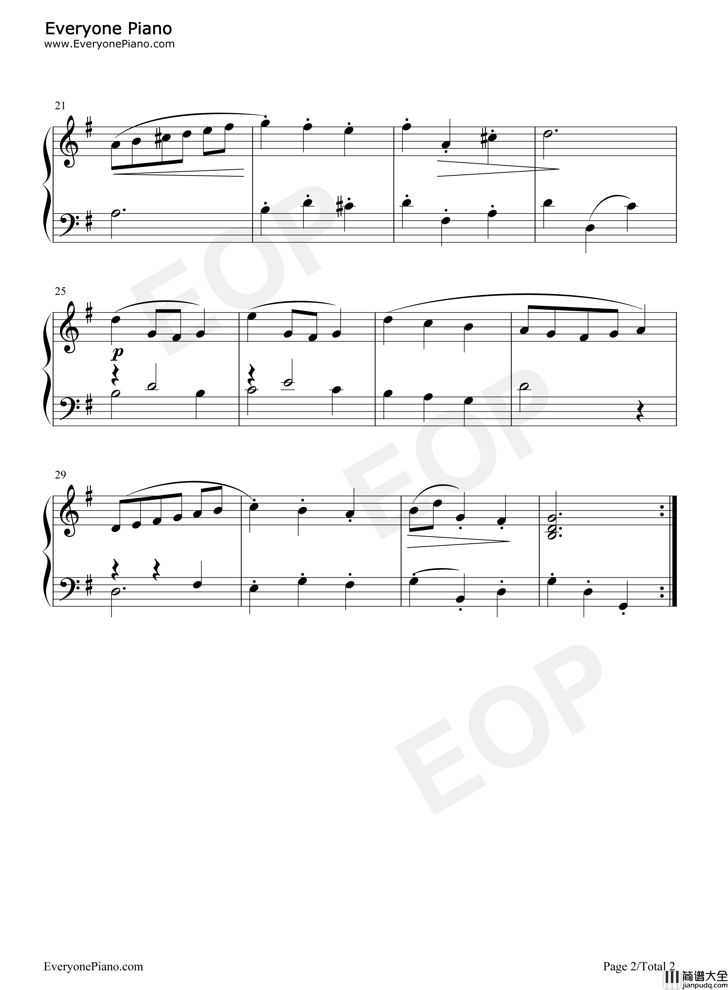 小步舞曲_1钢琴谱_巴赫