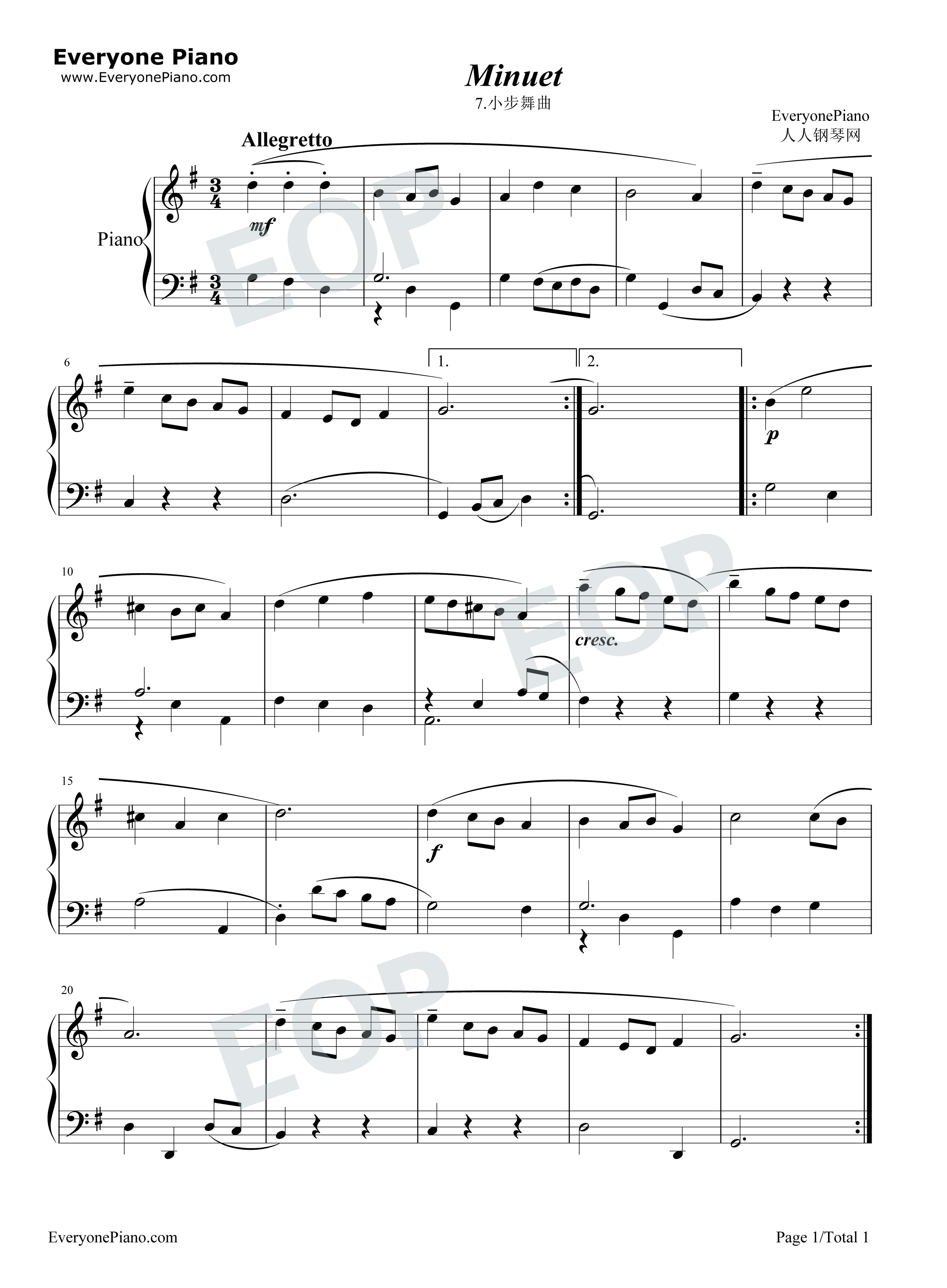 小步舞曲_7钢琴谱_巴赫