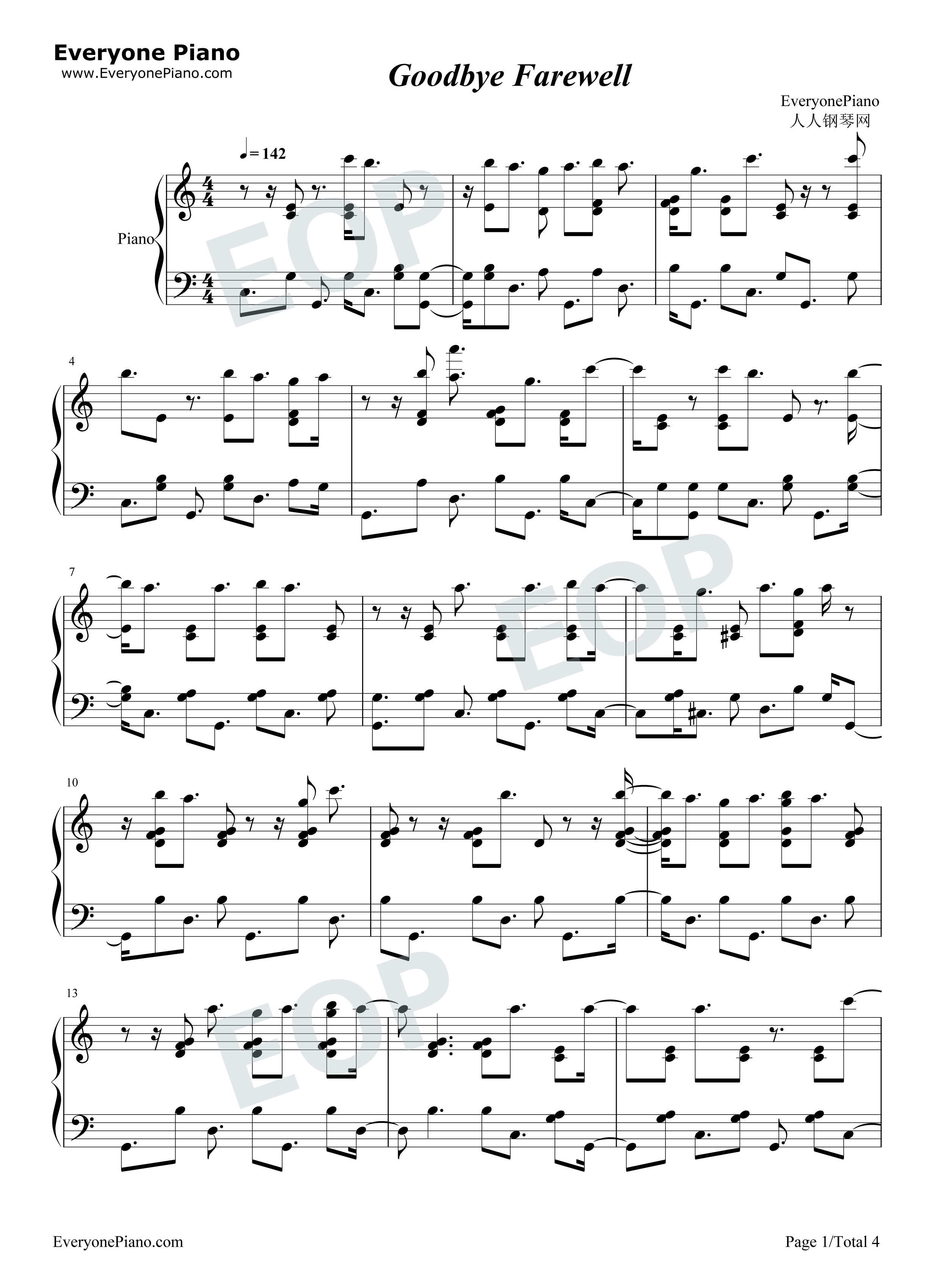 Goodbye_Farewell钢琴谱_Richard_Sherman