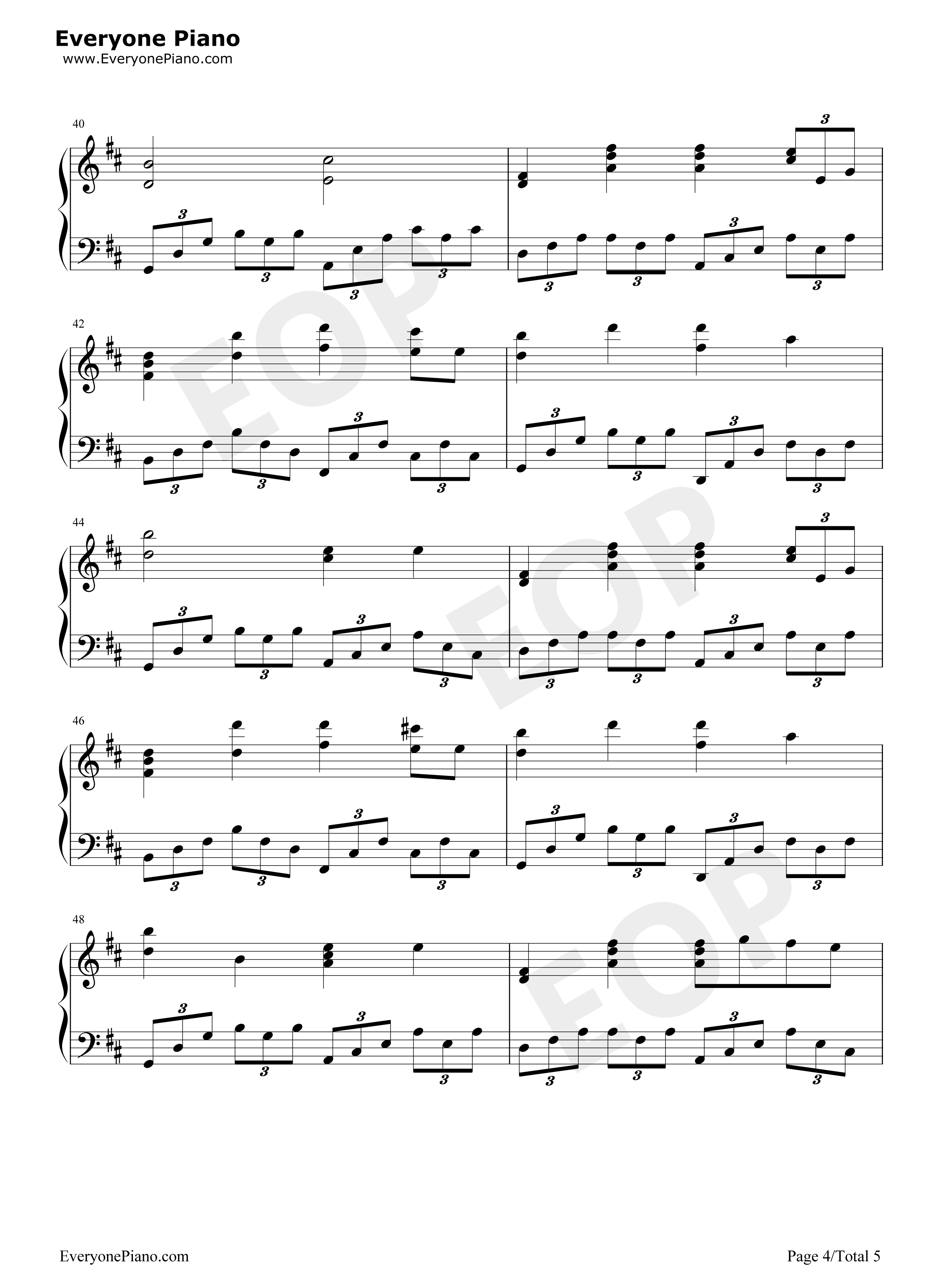 Canon_D大调钢琴谱_深田恭子