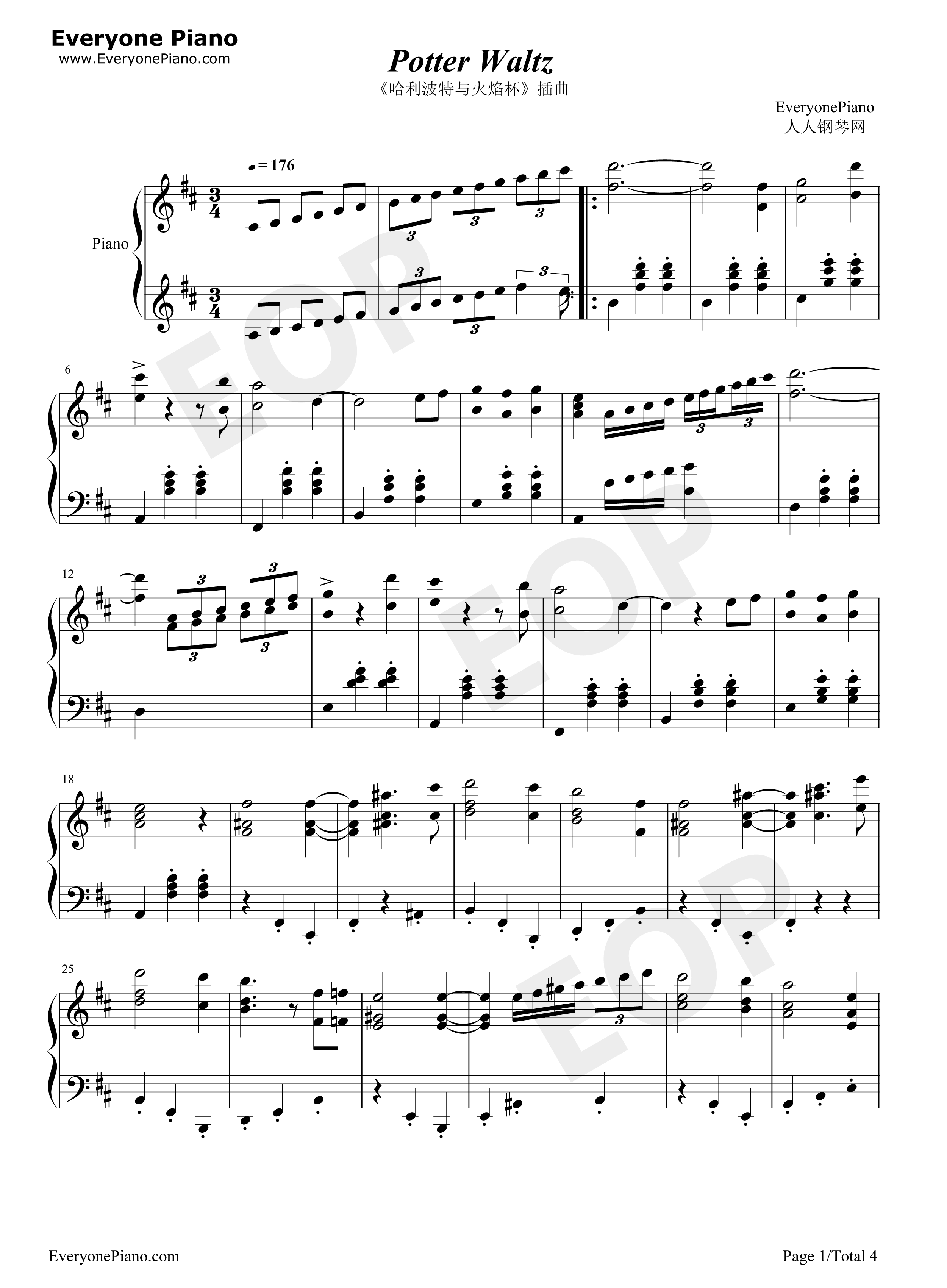 Potter_Waltz钢琴谱_Patrick_Doyle