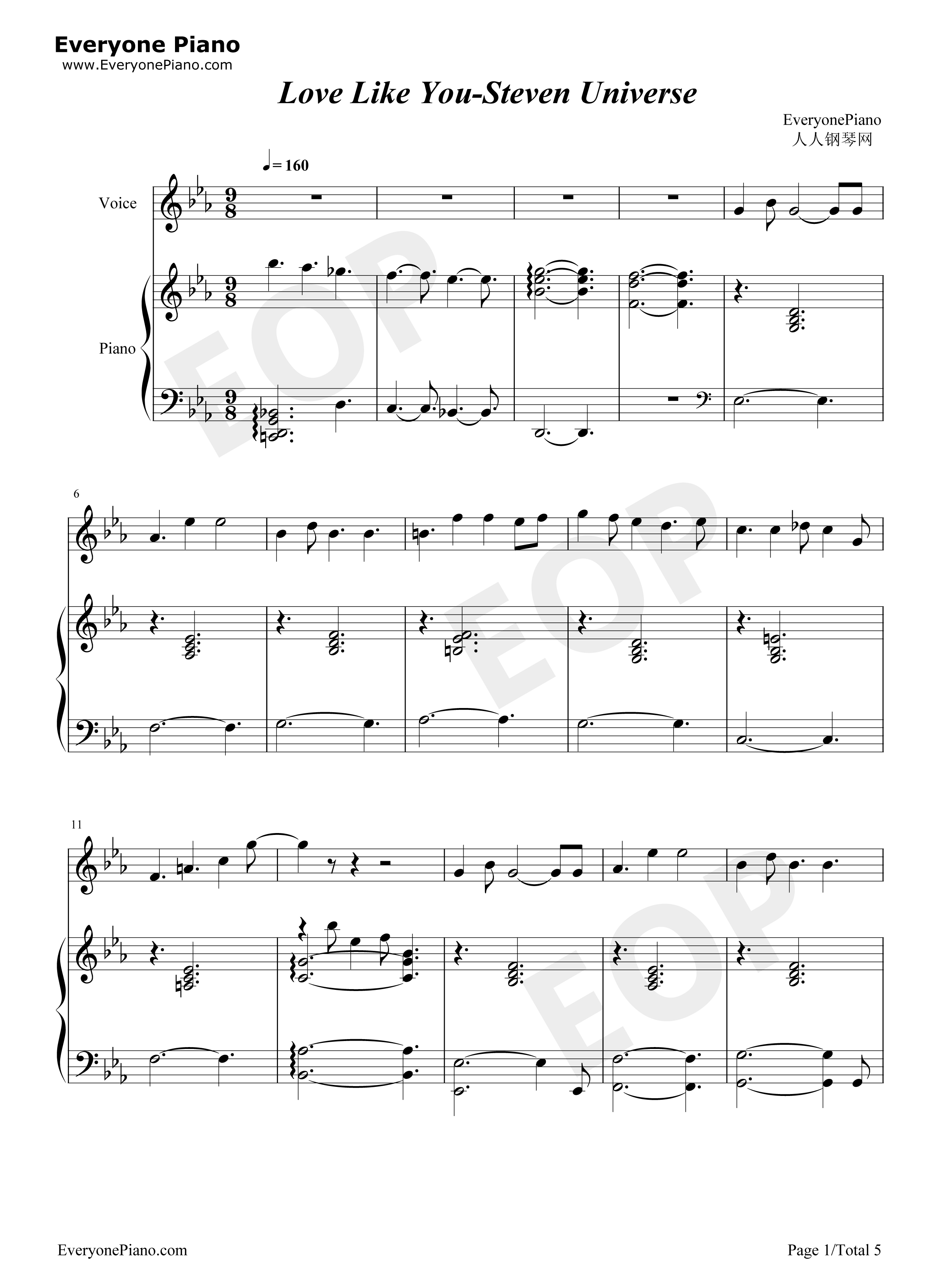 Love_Like_You钢琴谱_Rebecca_Sugar