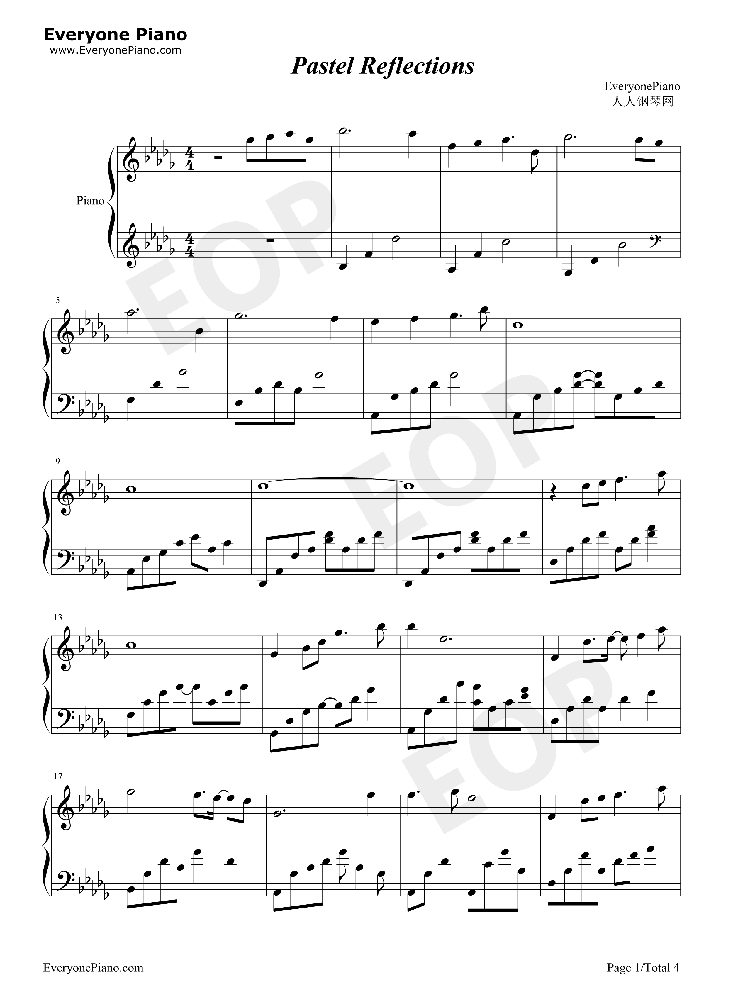 Pastel_Reflections钢琴谱_Kevin_Kern