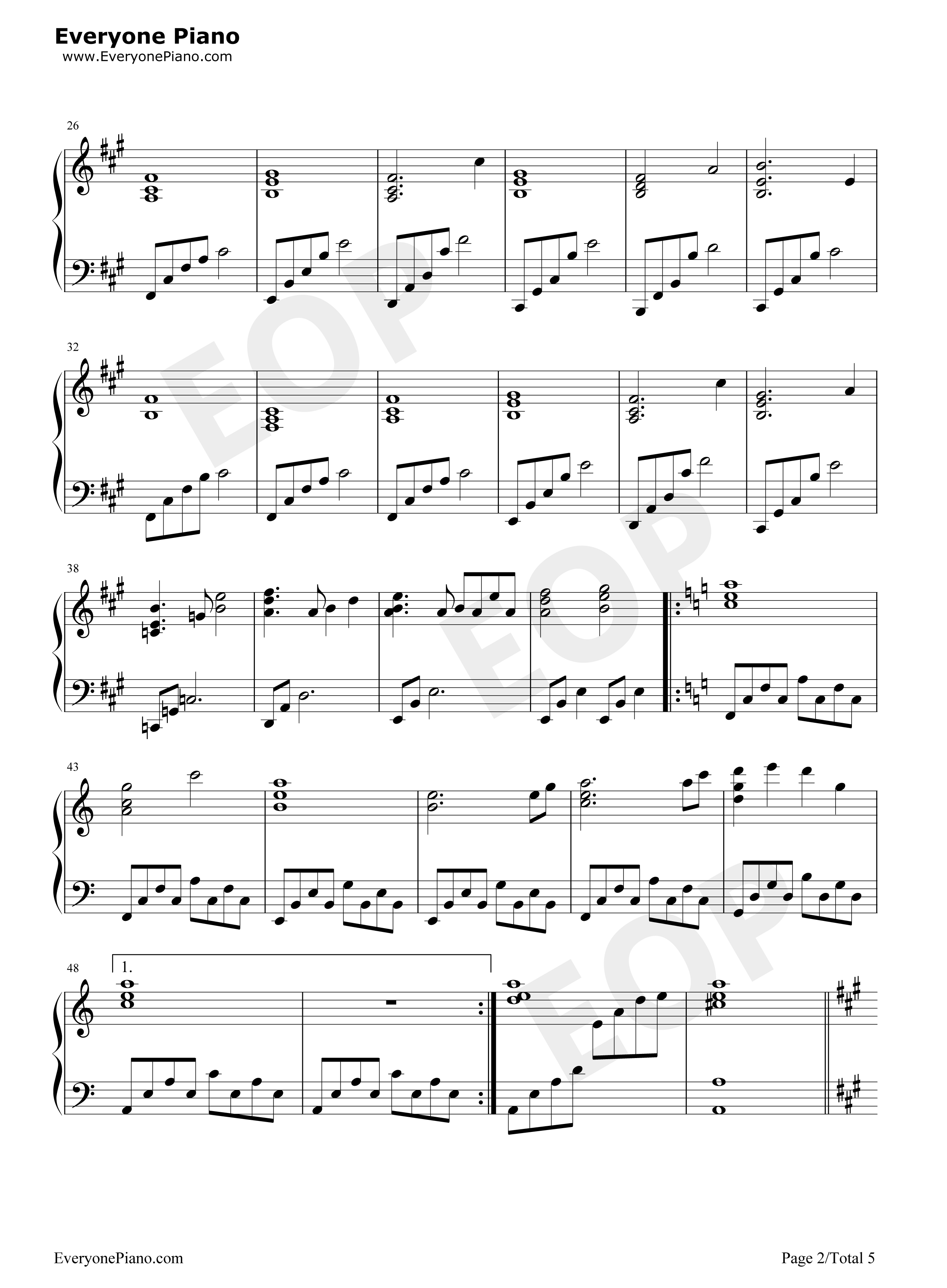 渡る者の途絶えた桥钢琴谱_东方Project