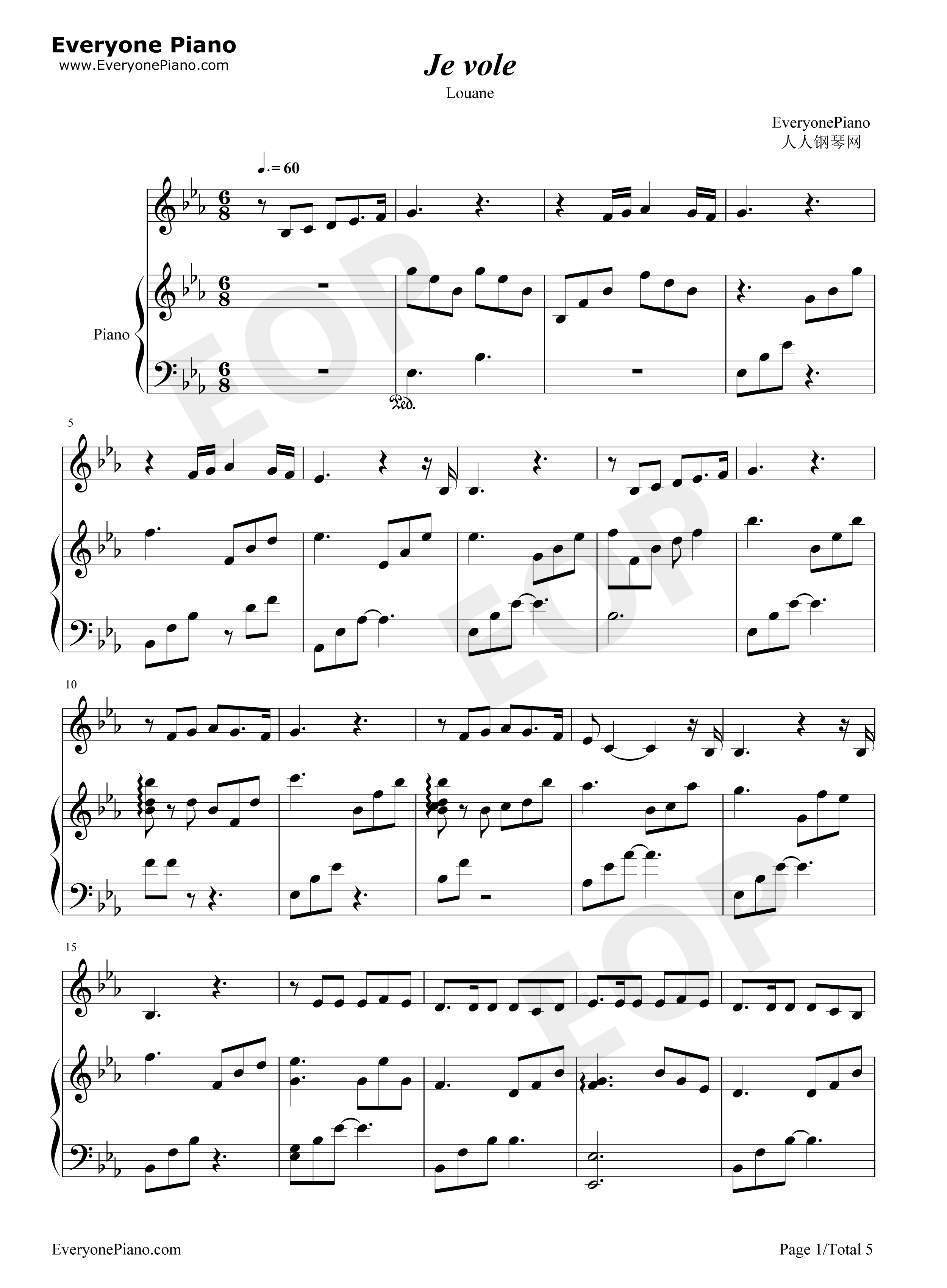 Je_vole钢琴谱_Louane