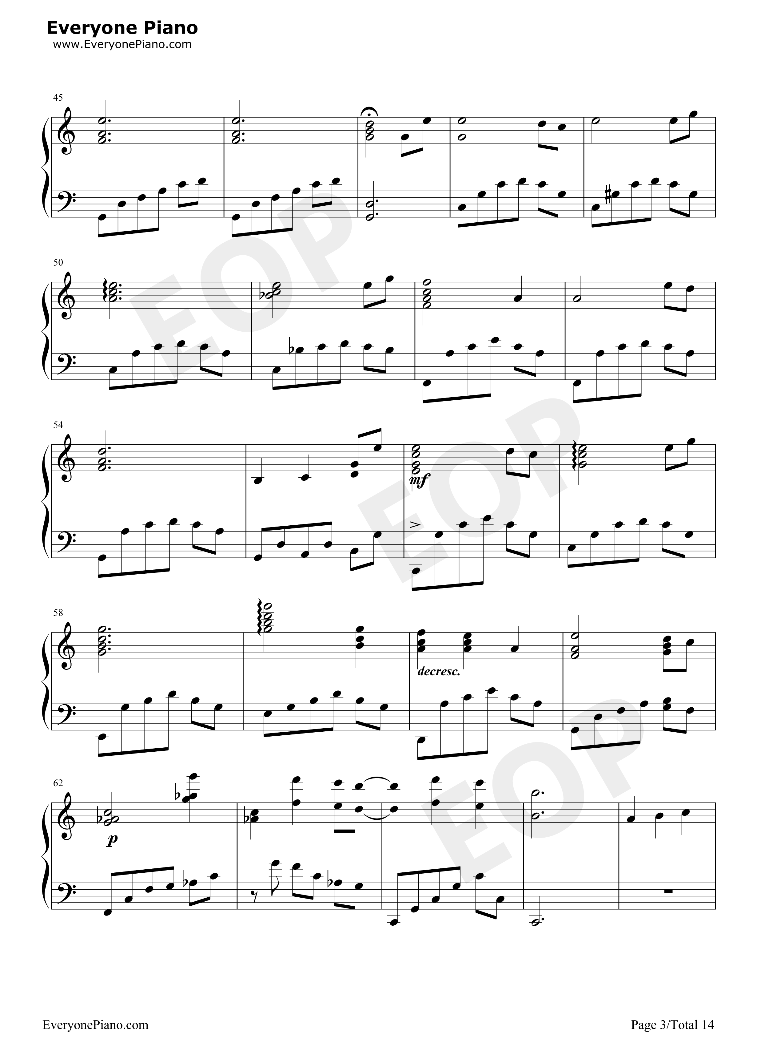 世界の約束钢琴谱_倍赏千惠子