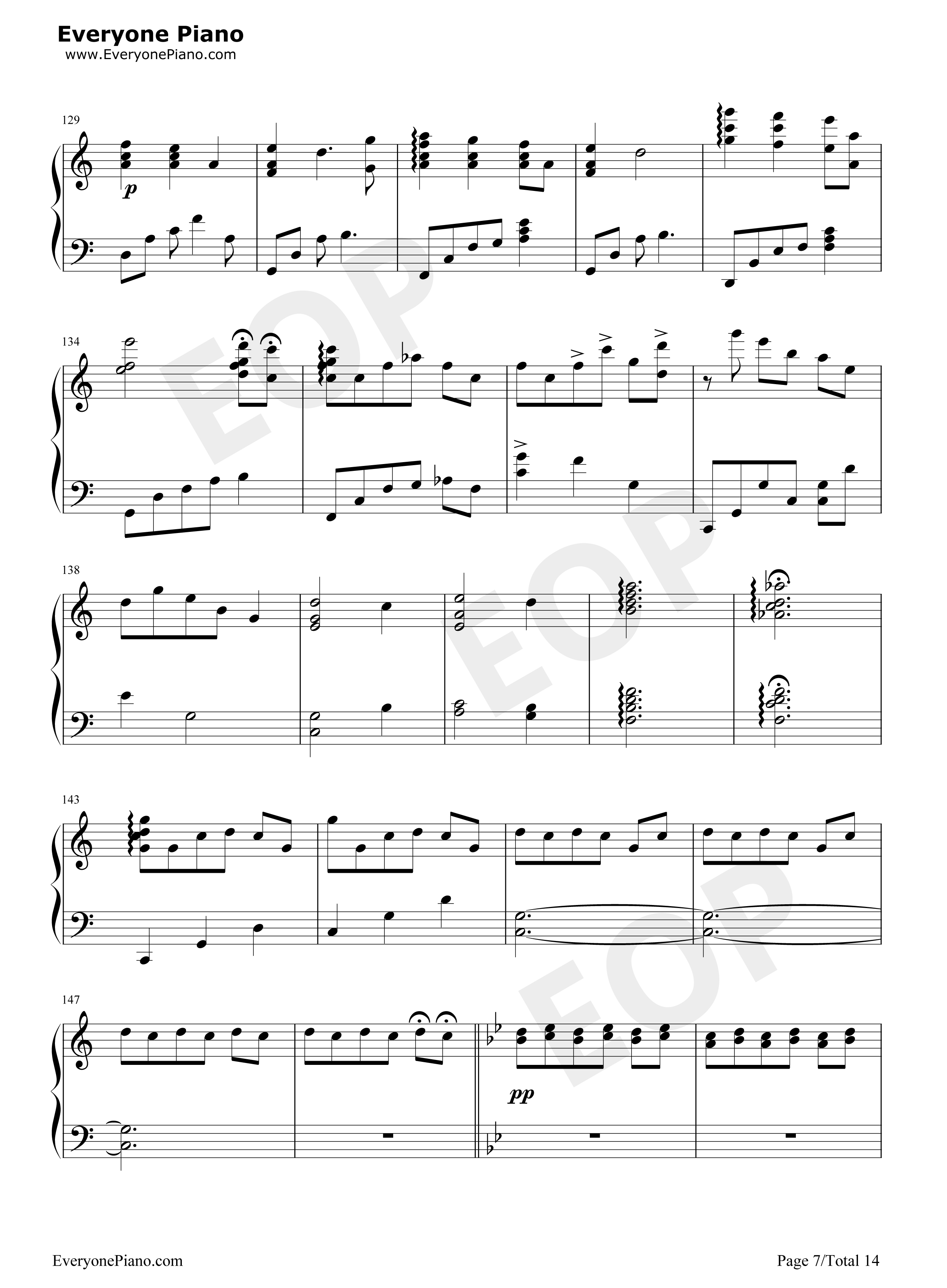 世界の約束钢琴谱_倍赏千惠子