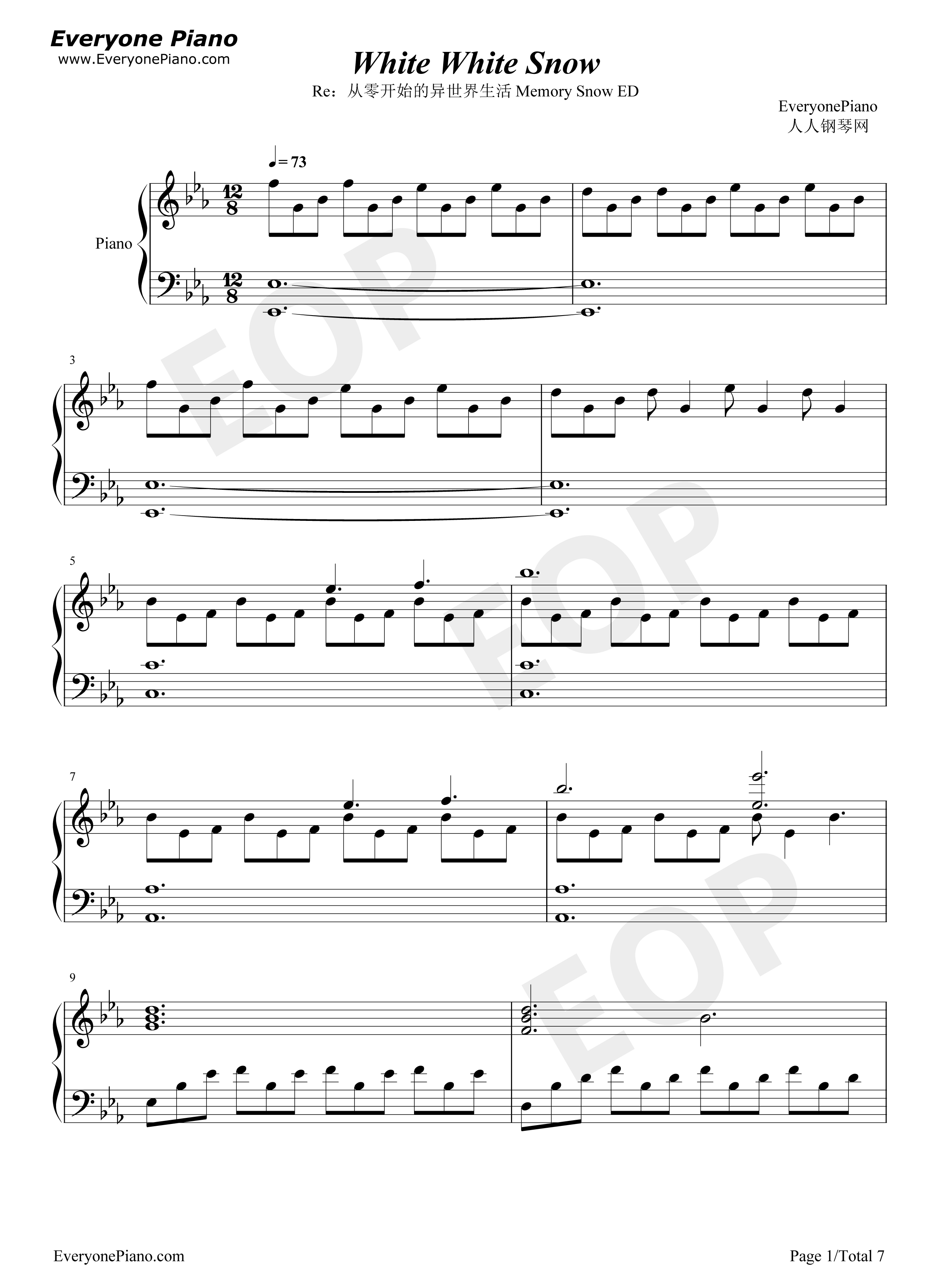 White_White_Snow钢琴谱_末广健一郎