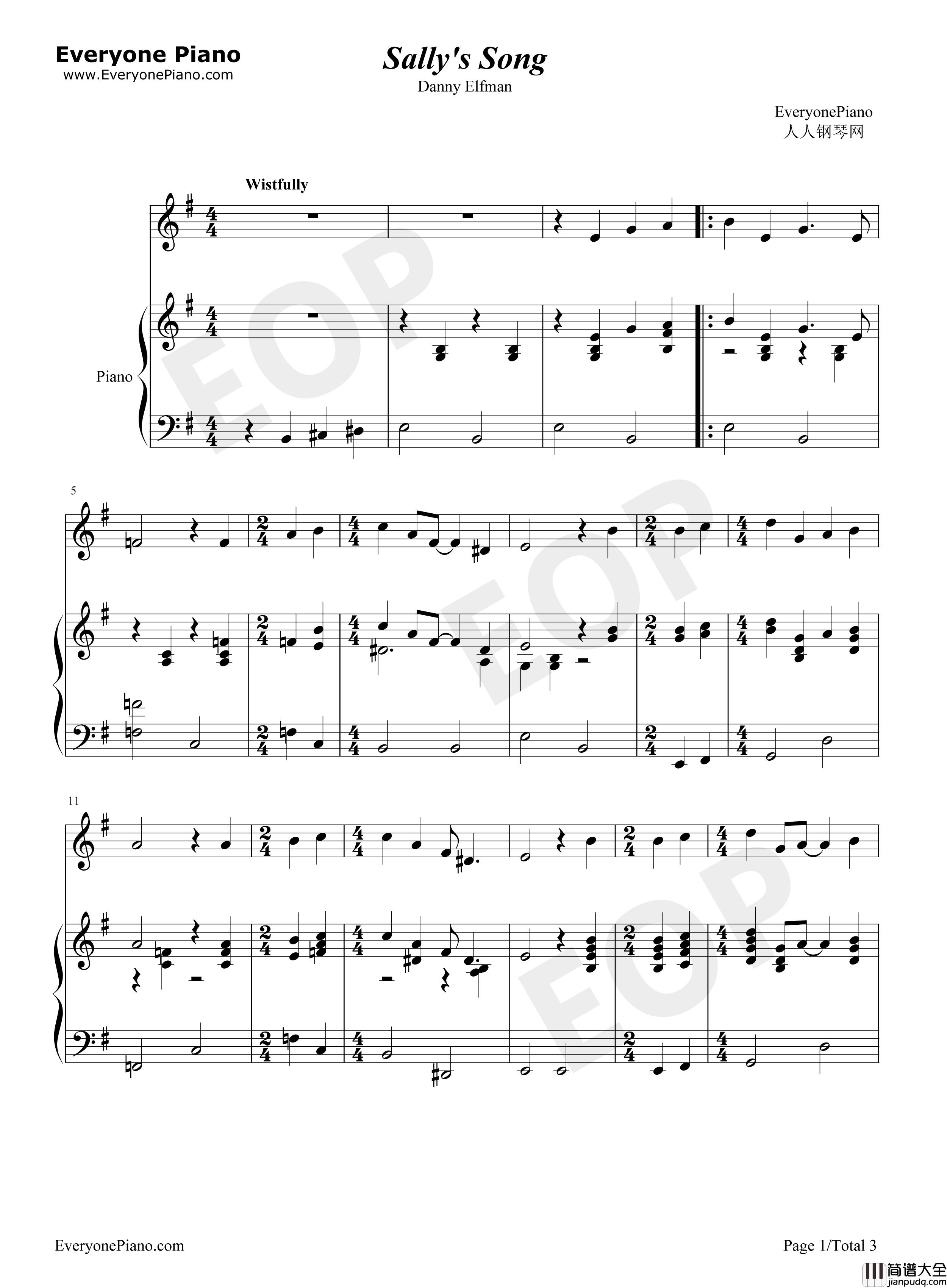 Sally's_Song钢琴谱_Danny_Elfman