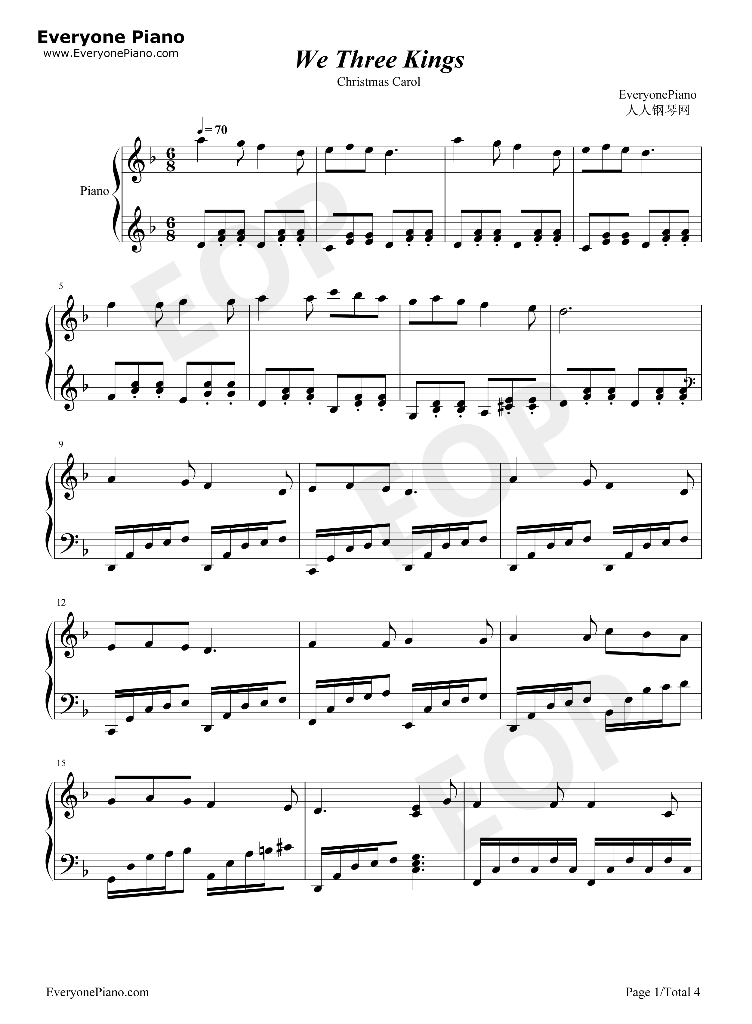 We_Three_Kings钢琴谱_John_Henry_Hopkins_Jr.