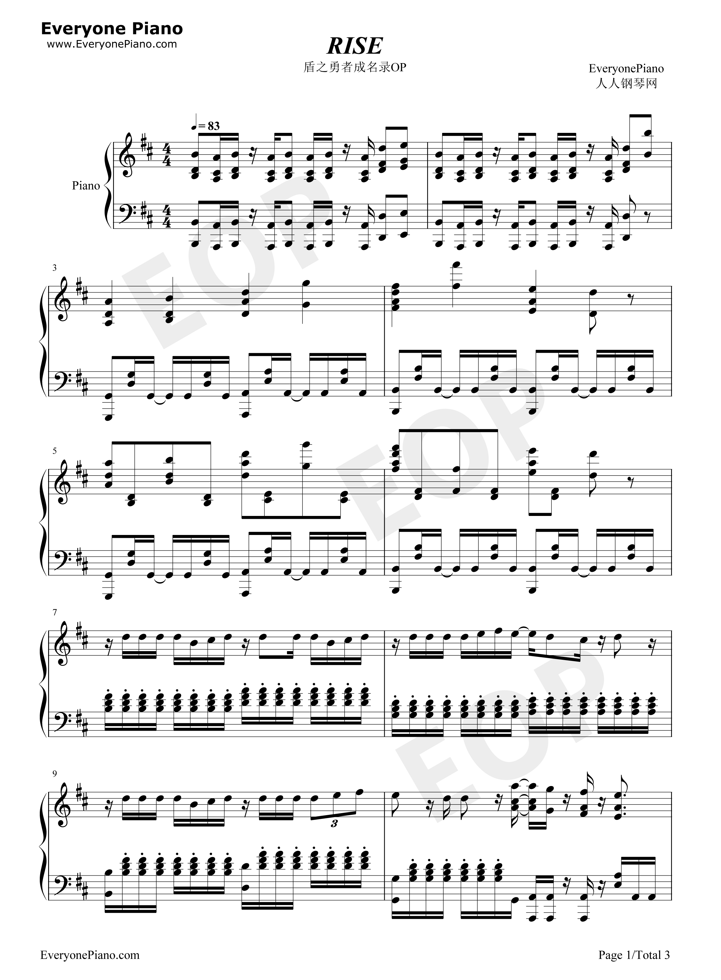 RISE钢琴谱_MADKID