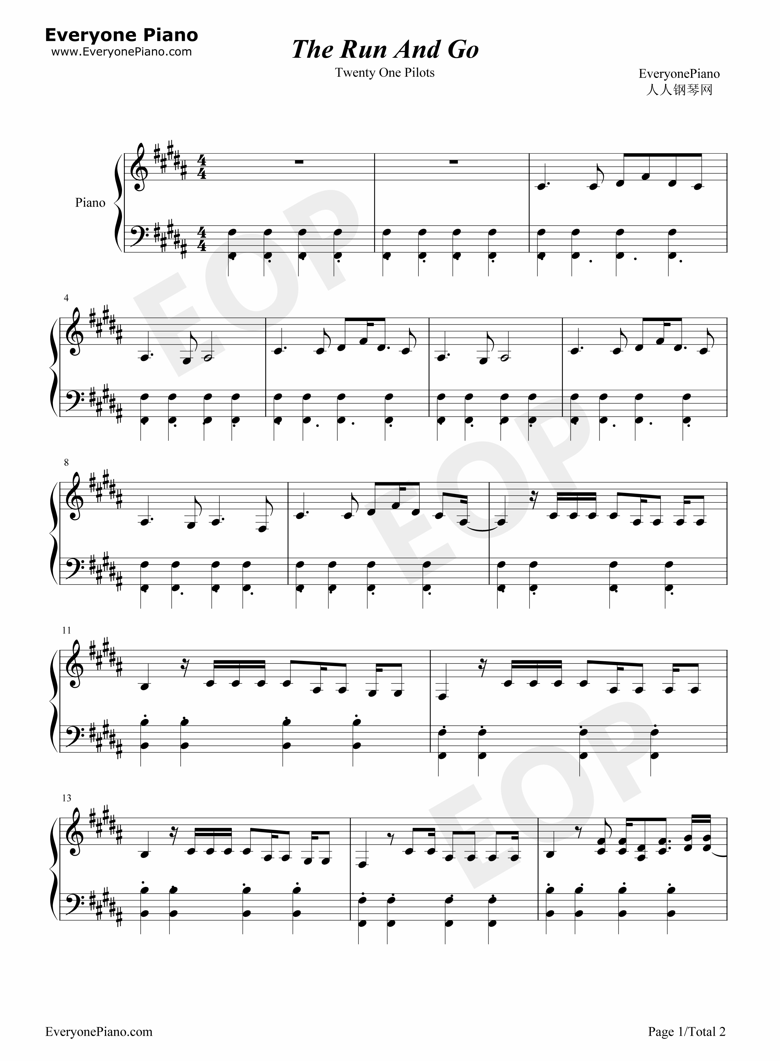 The_Run_And_Go钢琴谱_Twenty_One_Pilots