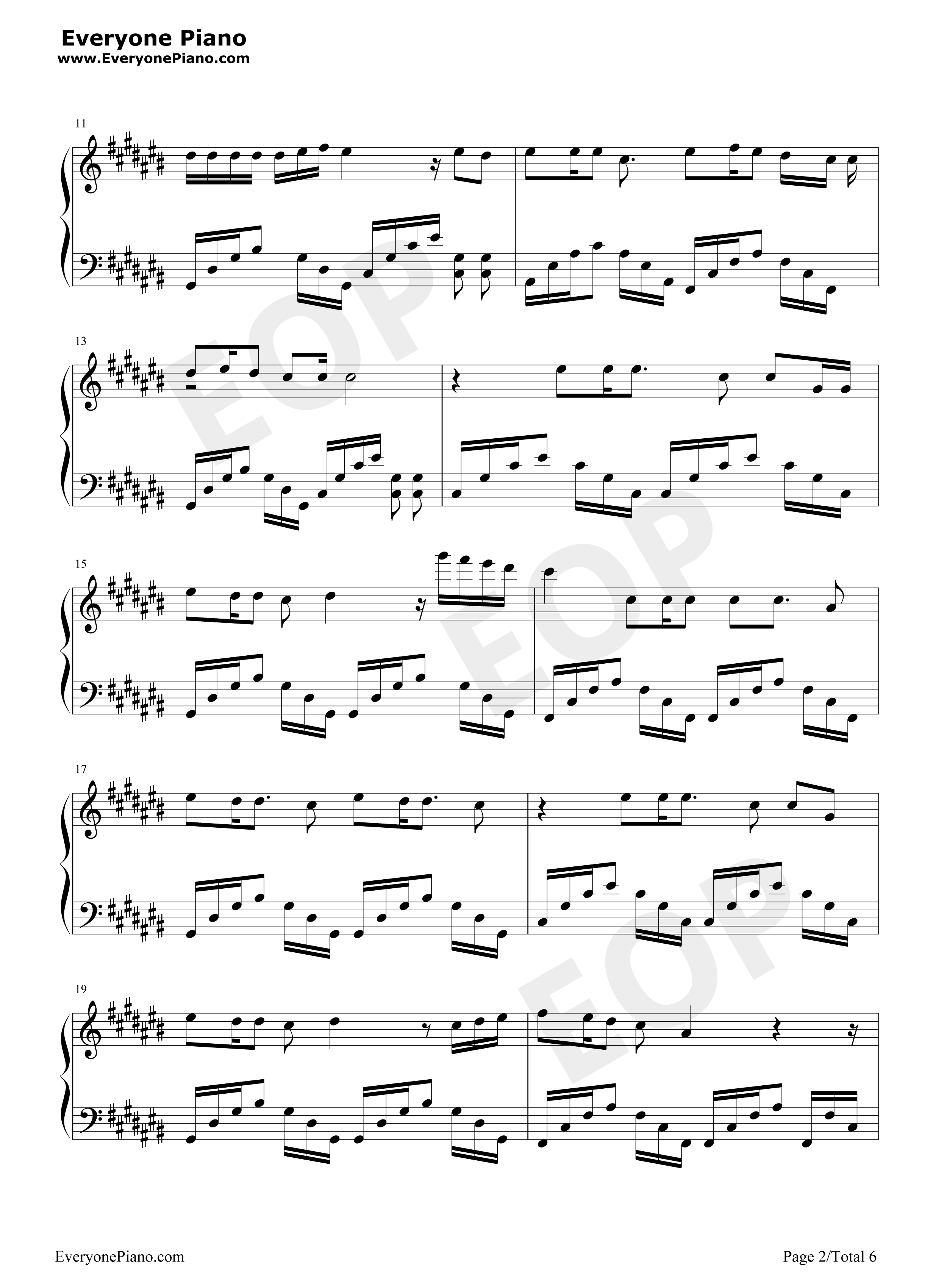 勇敢爱钢琴谱_Mi2