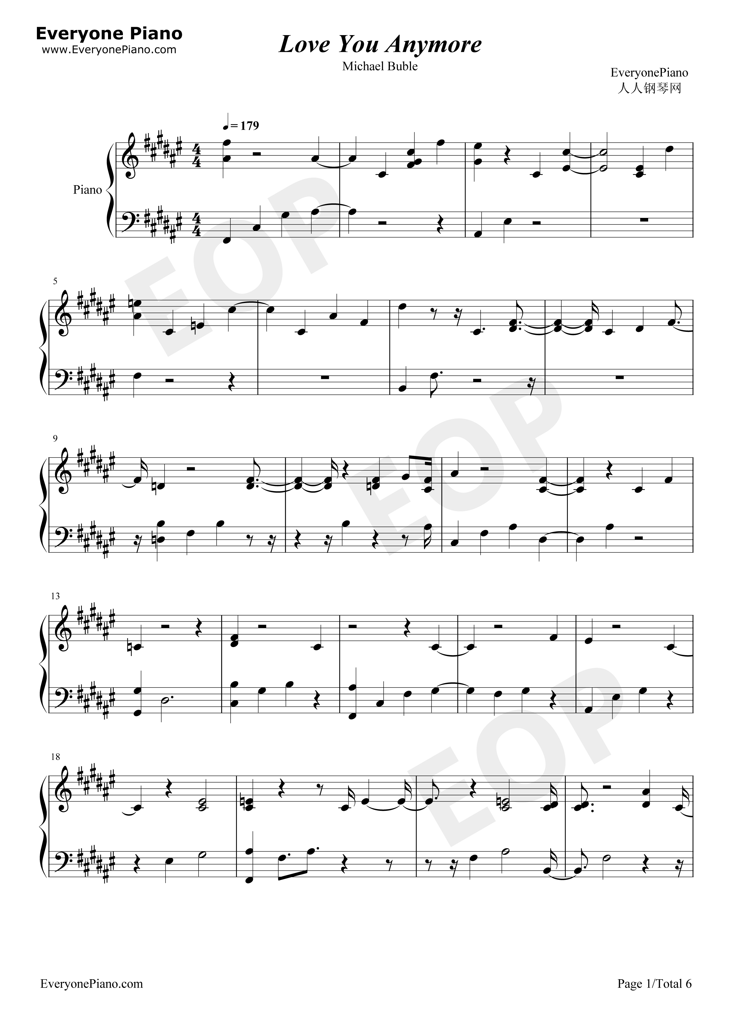 Love_You_Anymore钢琴谱_Michael_Buble