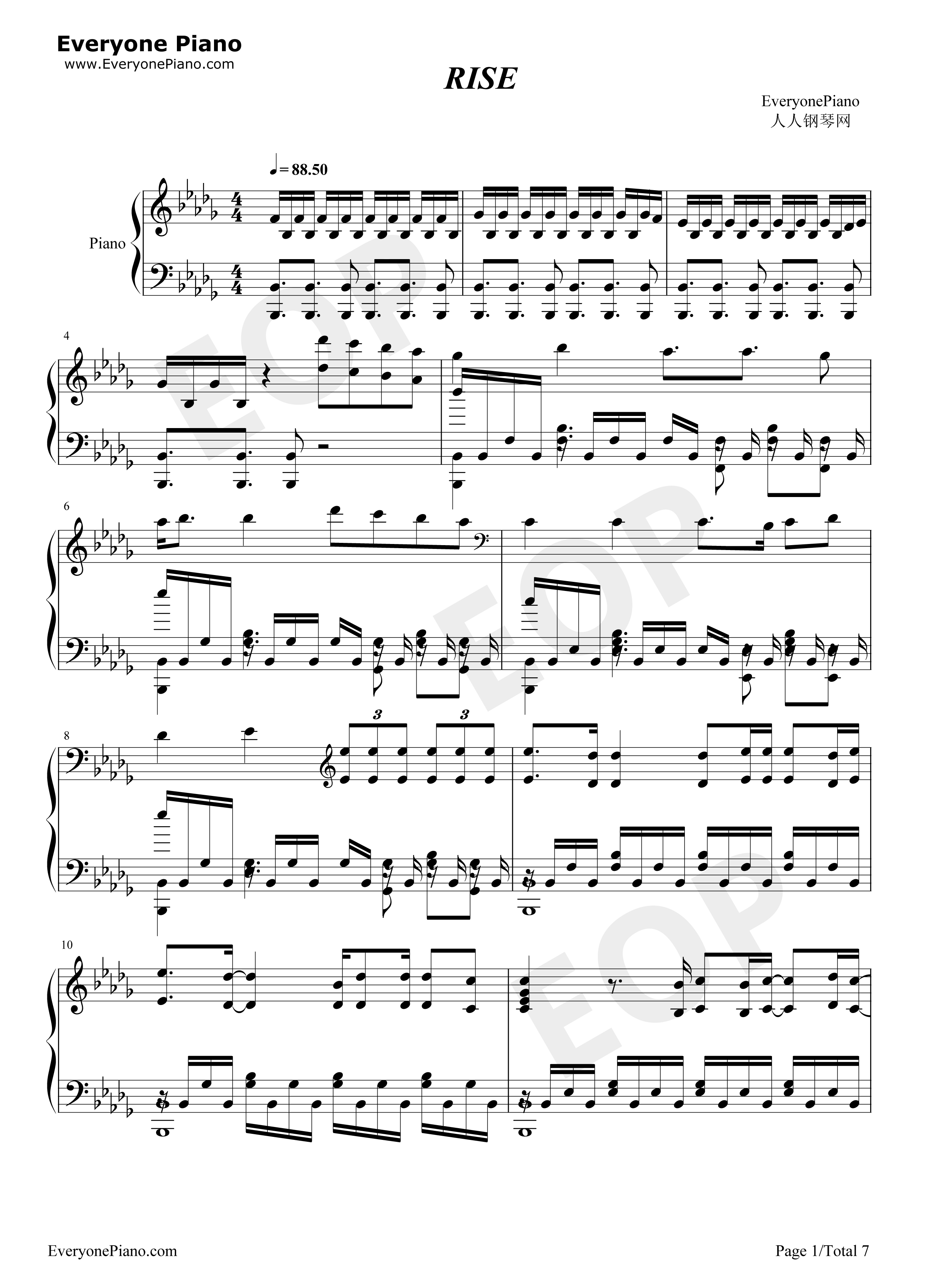 Rise钢琴谱_The_Glitch_Mob_Mako_The_Word_Alive