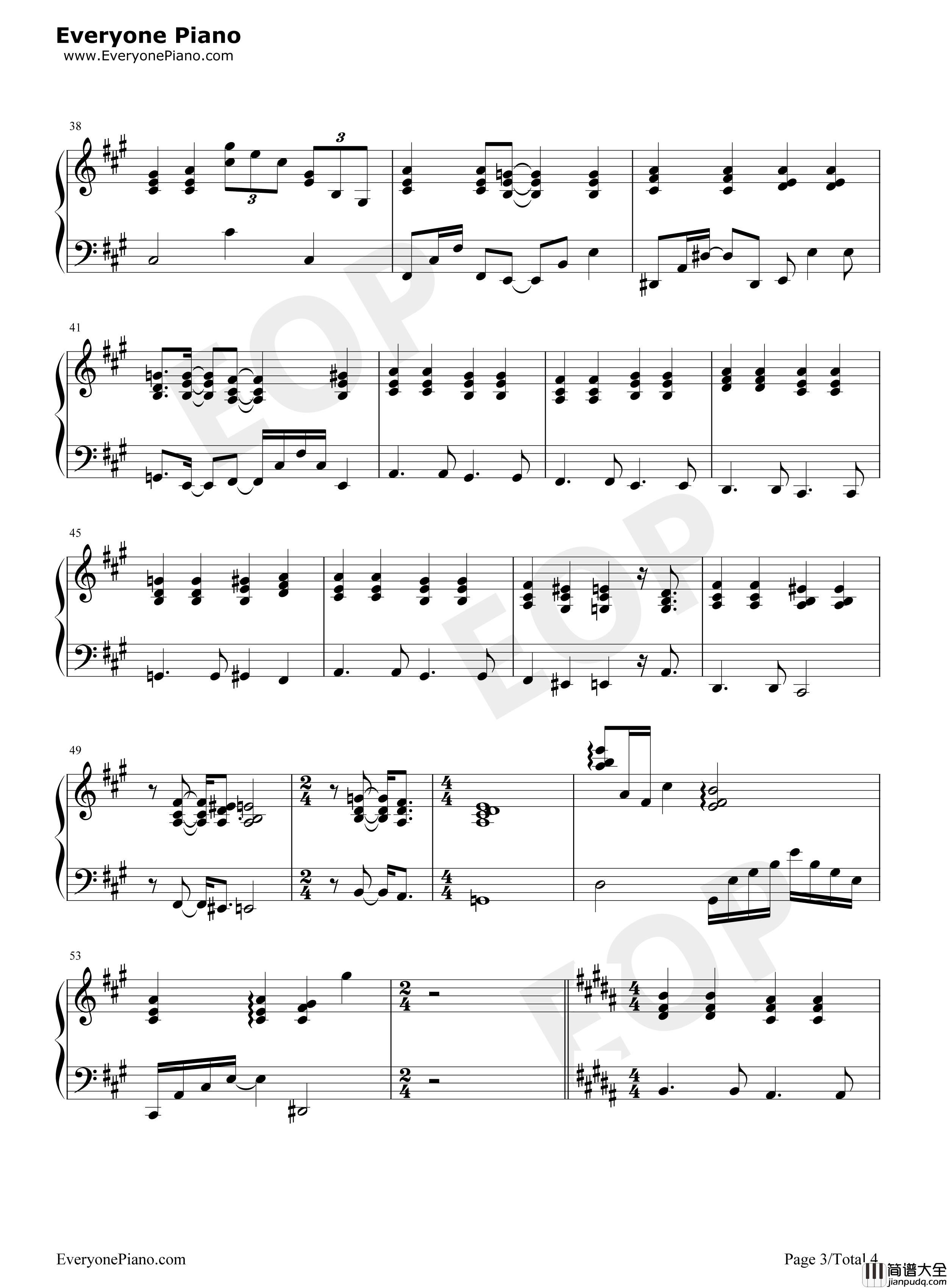 不必在乎我是谁钢琴谱_张浩泽