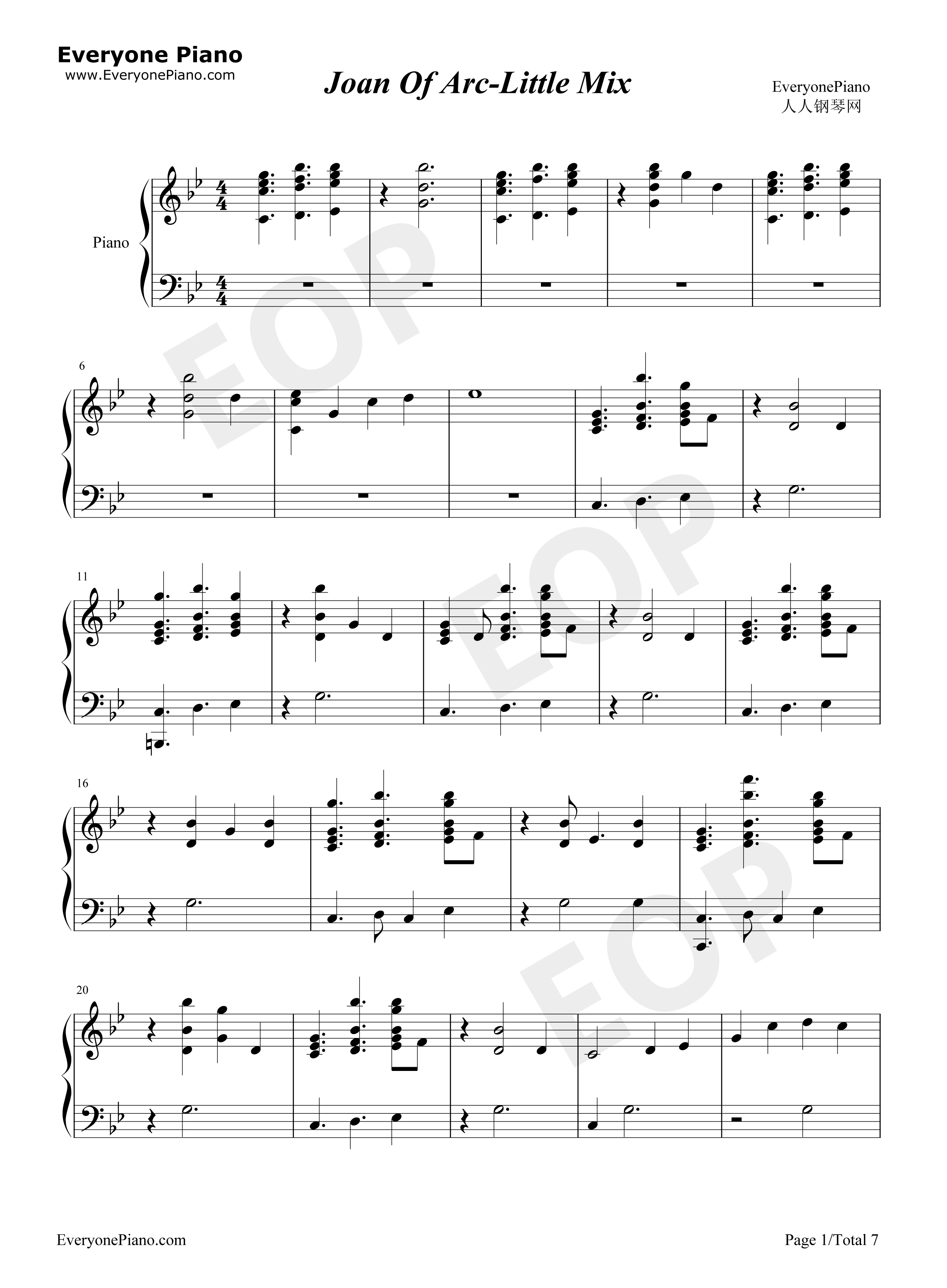 Joan_of_Arc钢琴谱_Little_Mix