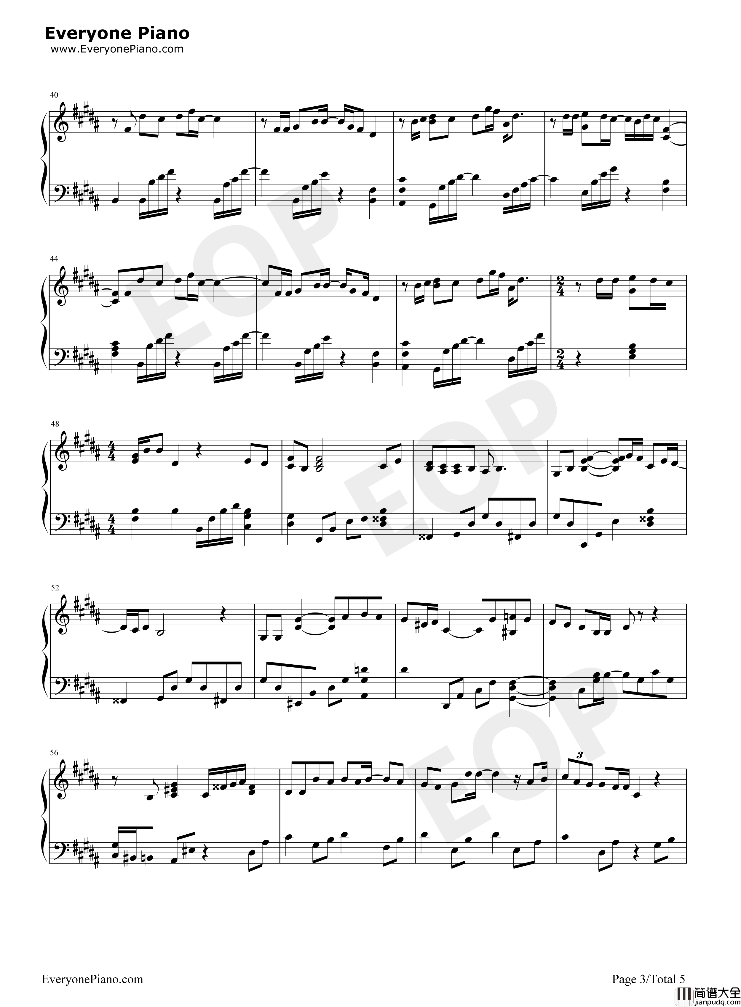 雪の華钢琴谱_中岛美嘉